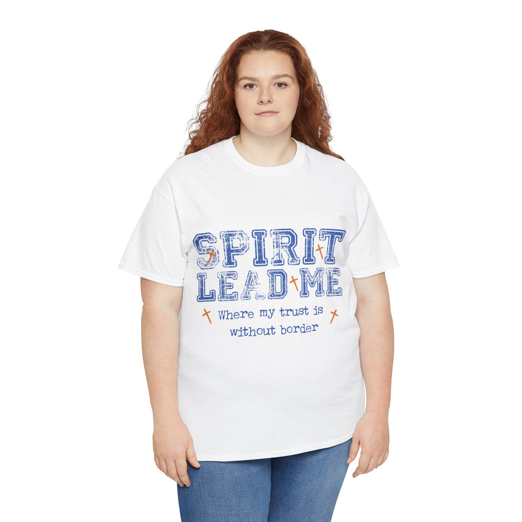 Christian Varsity Tee — “Spirit Lead Me — Where My Trust Is Without Border”. Unisex Cotton Tee