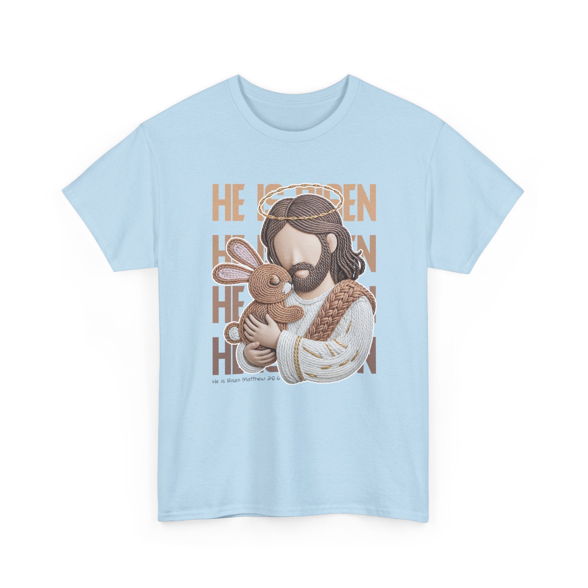 He Is Risen Matthew 28:6 Jesus With Lamb Unisex Cotton T-Shirt