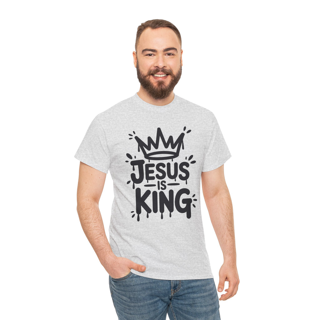 Jesus Is King Crown T-Shirt — Minimalist Christian Unisex Cotton Tee