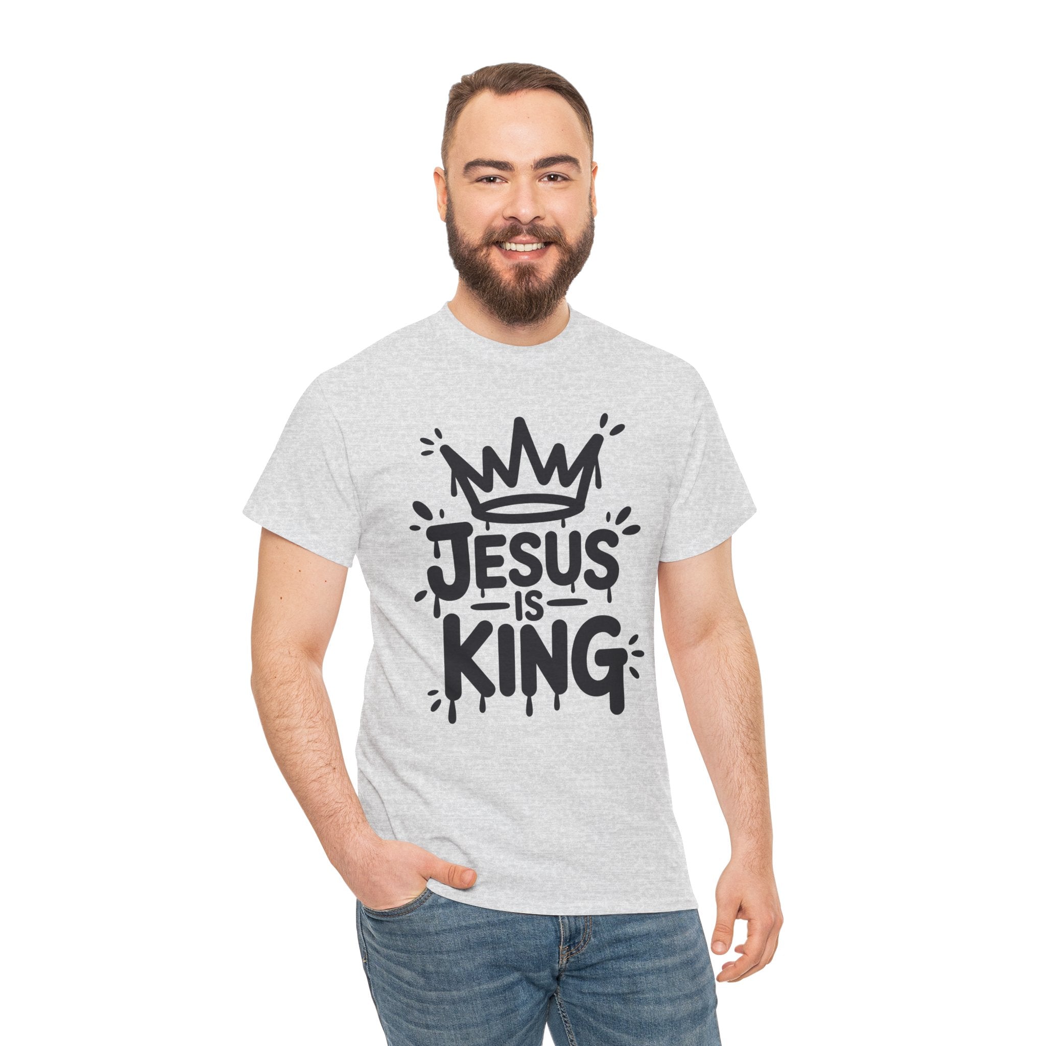 Jesus Is King Crown T-Shirt — Minimalist Christian Unisex Cotton Tee