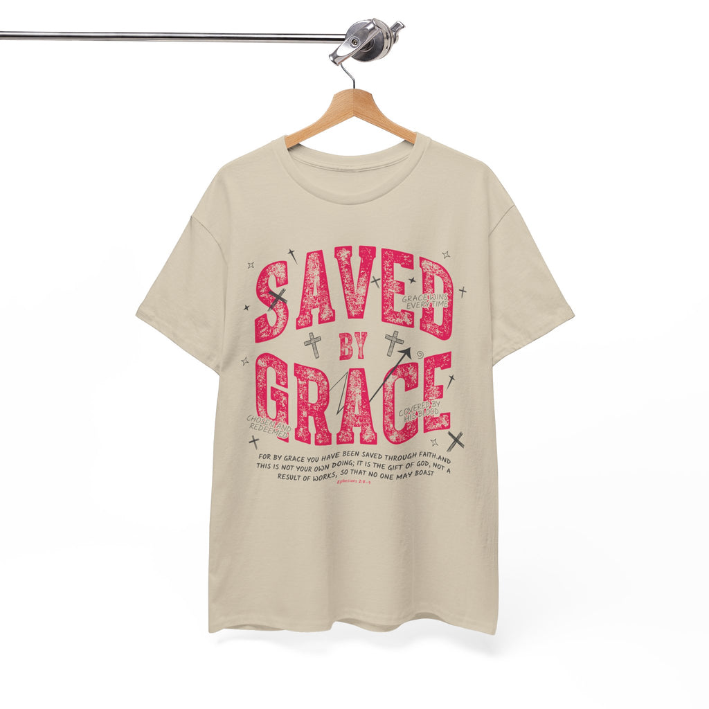 Saved by Grace Ephesians 2:8-9 Unisex Cotton T-Shirt