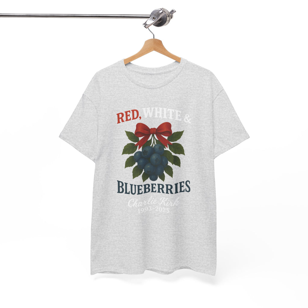 Red, White & Blueberries T-Shirt — Patriotic Blueberry Graphic Unisex Cotton Tee