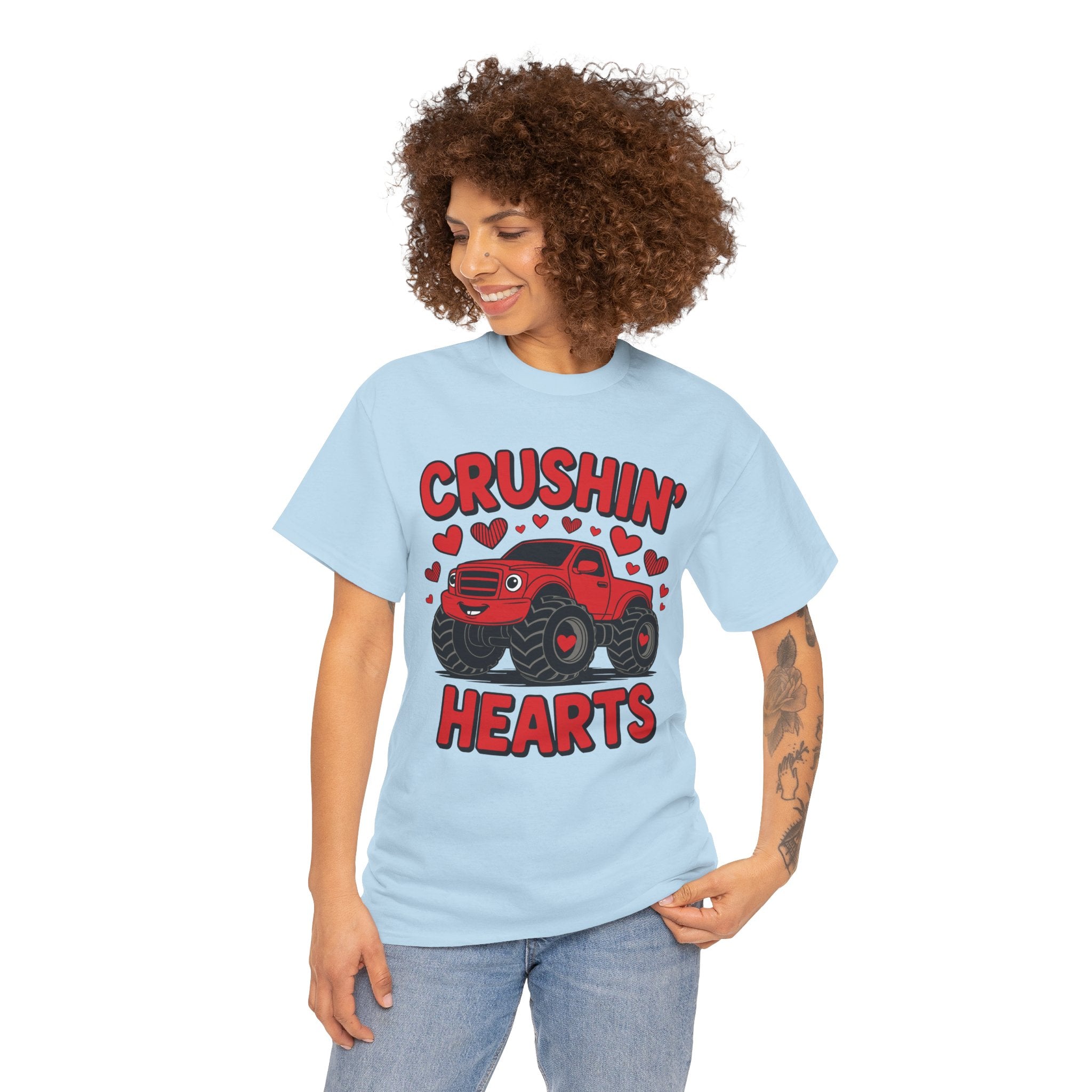 Crushin’ Hearts Valentine Monster Truck Unisex Cotton Tee