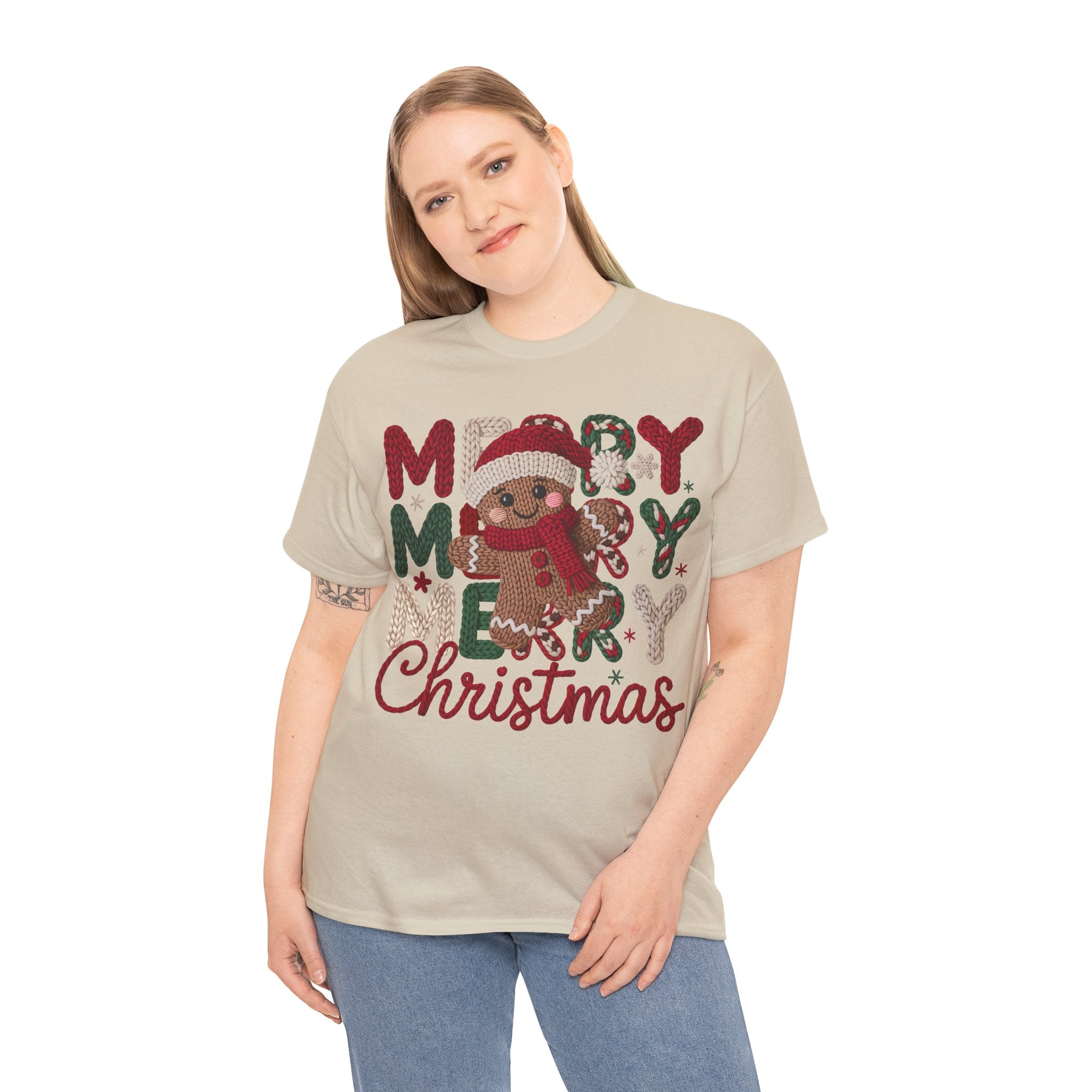 Merry Merry Merry Christmas Gingerbread Unisex Cotton Tee