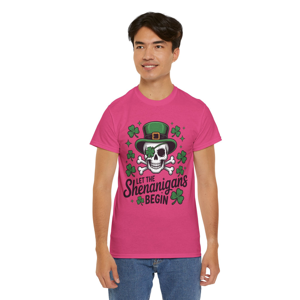 Let the Shenanigans Begin — Leprechaun Skull Unisex Cotton T-Shirt