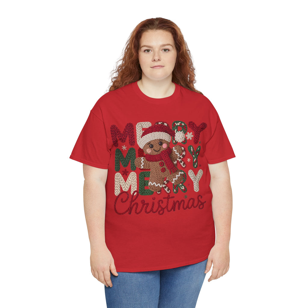 Merry Merry Merry Christmas Gingerbread Unisex Cotton Tee
