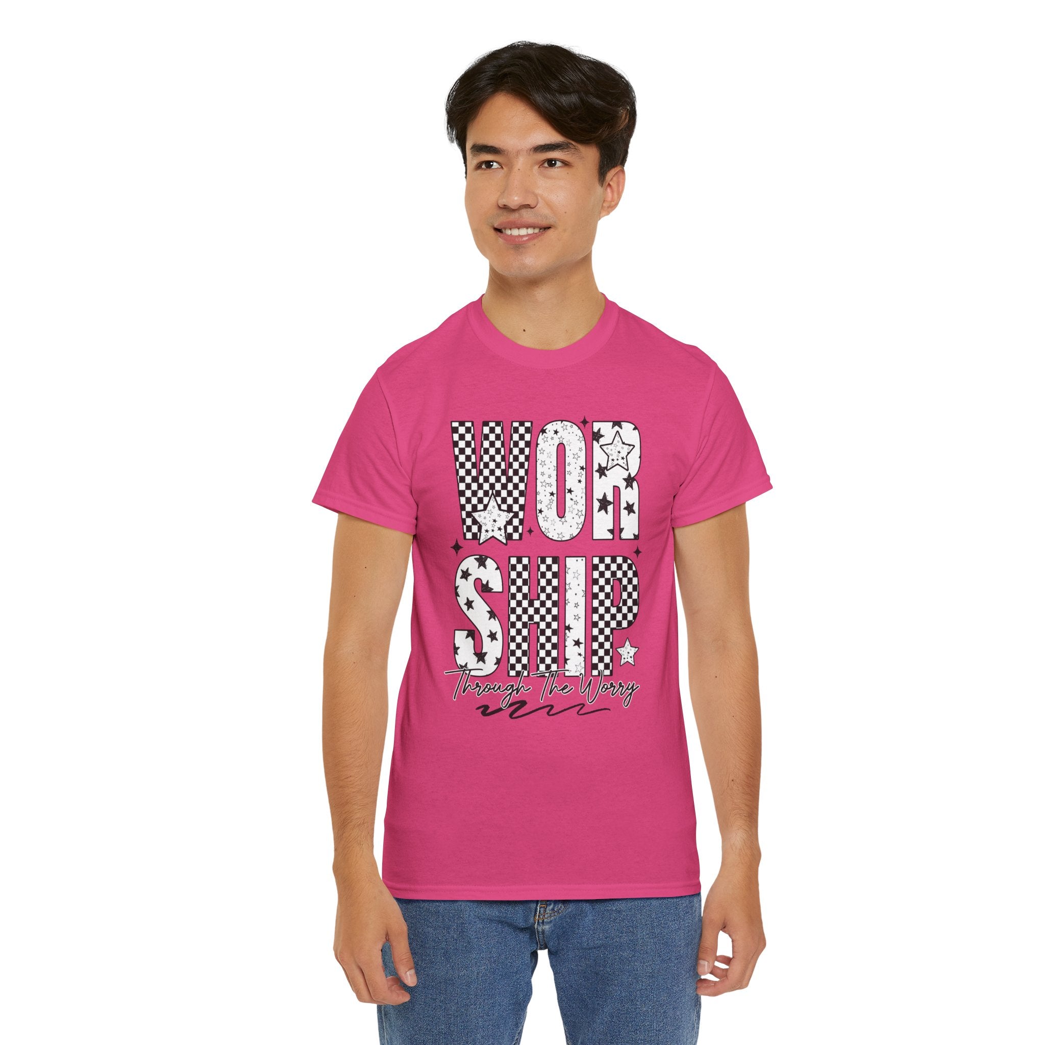 WORSHIP Through The Worry Checkerboard Unisex Cotton Tee