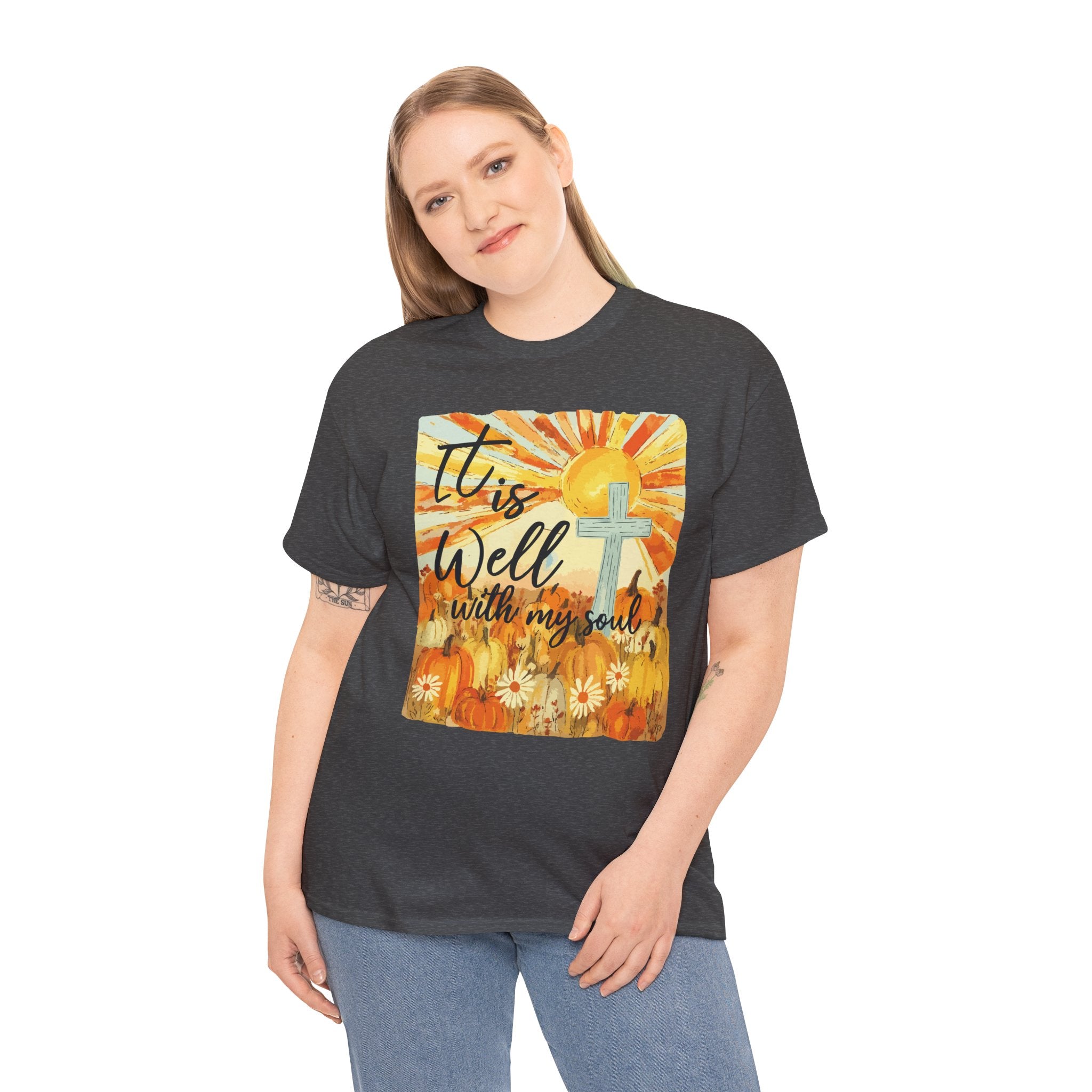 It Is Well With My Soul Pumpkin Sunrise Unisex Cotton T-Shirt
