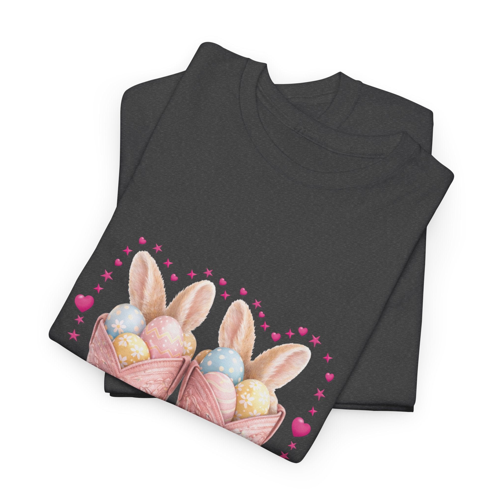 Easter Pink Western Boots Tee — Pastel Bunny Eggs & Bows Unisex Cotton Tee