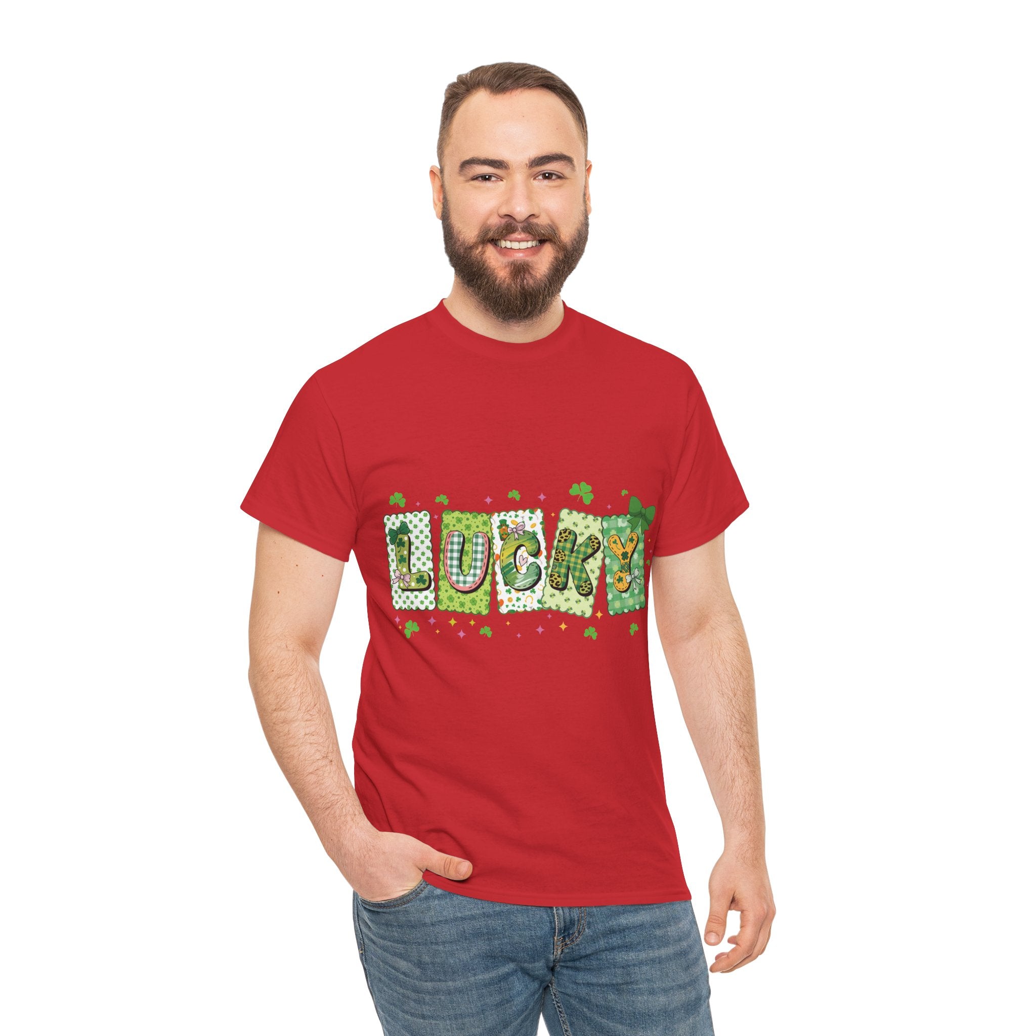 Lucky Patchwork Plaid Clover Tee — St. Patrick’s Day Unisex Cotton T-Shirt