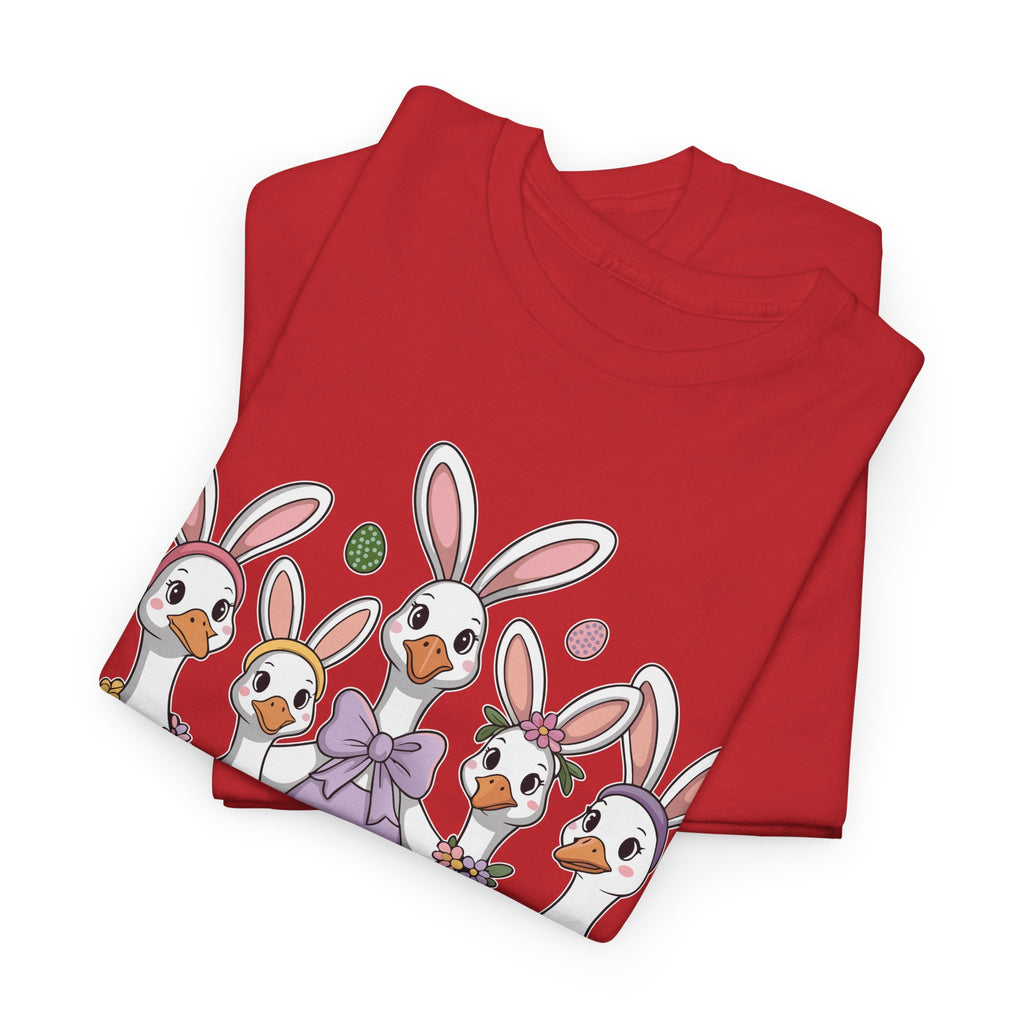 Just an Eggs-cited Goose Easter Tee — Funny Geese in Bunny Ears Unisex Cotton Tee