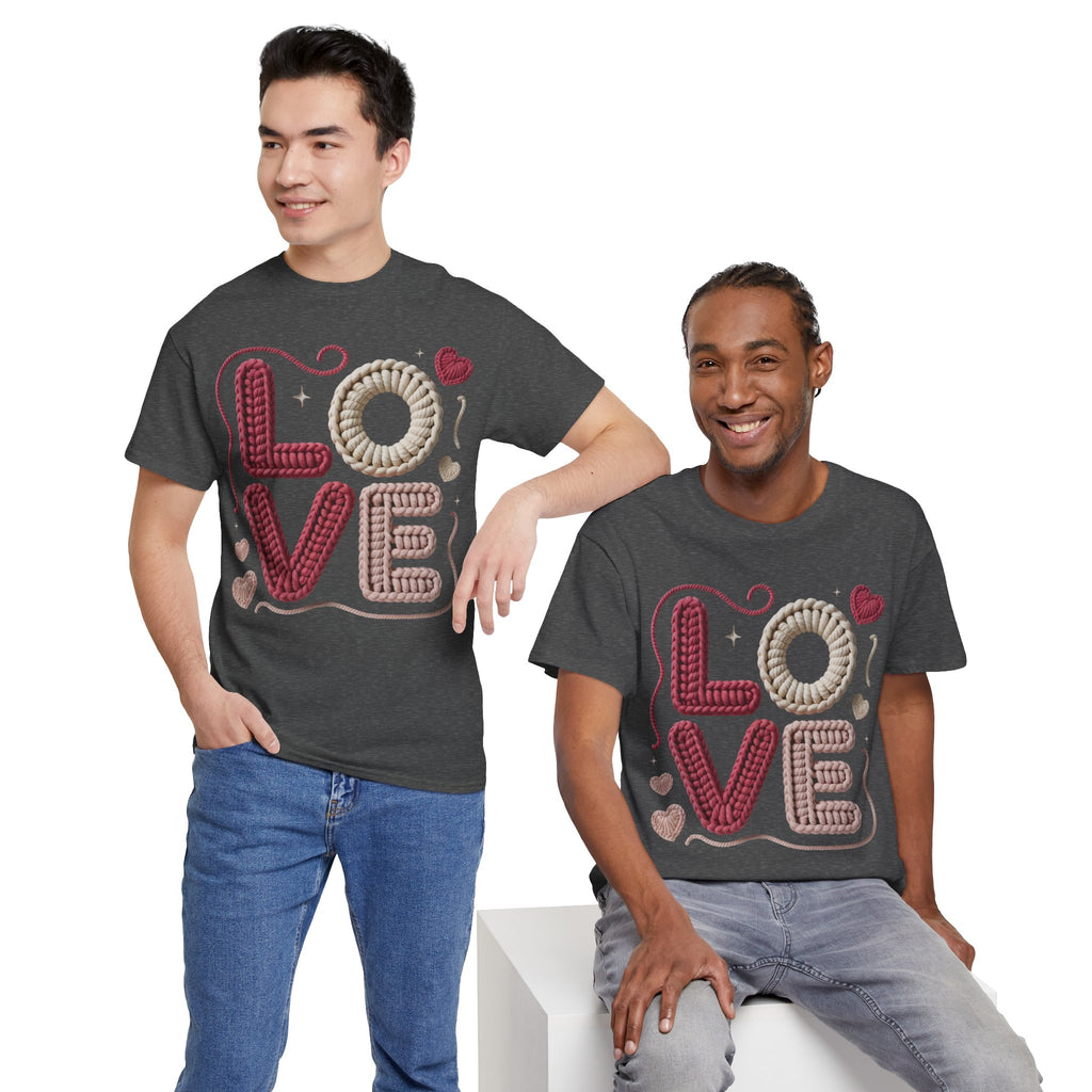 LOVE Faux Yarn Heart Unisex Cotton Tee