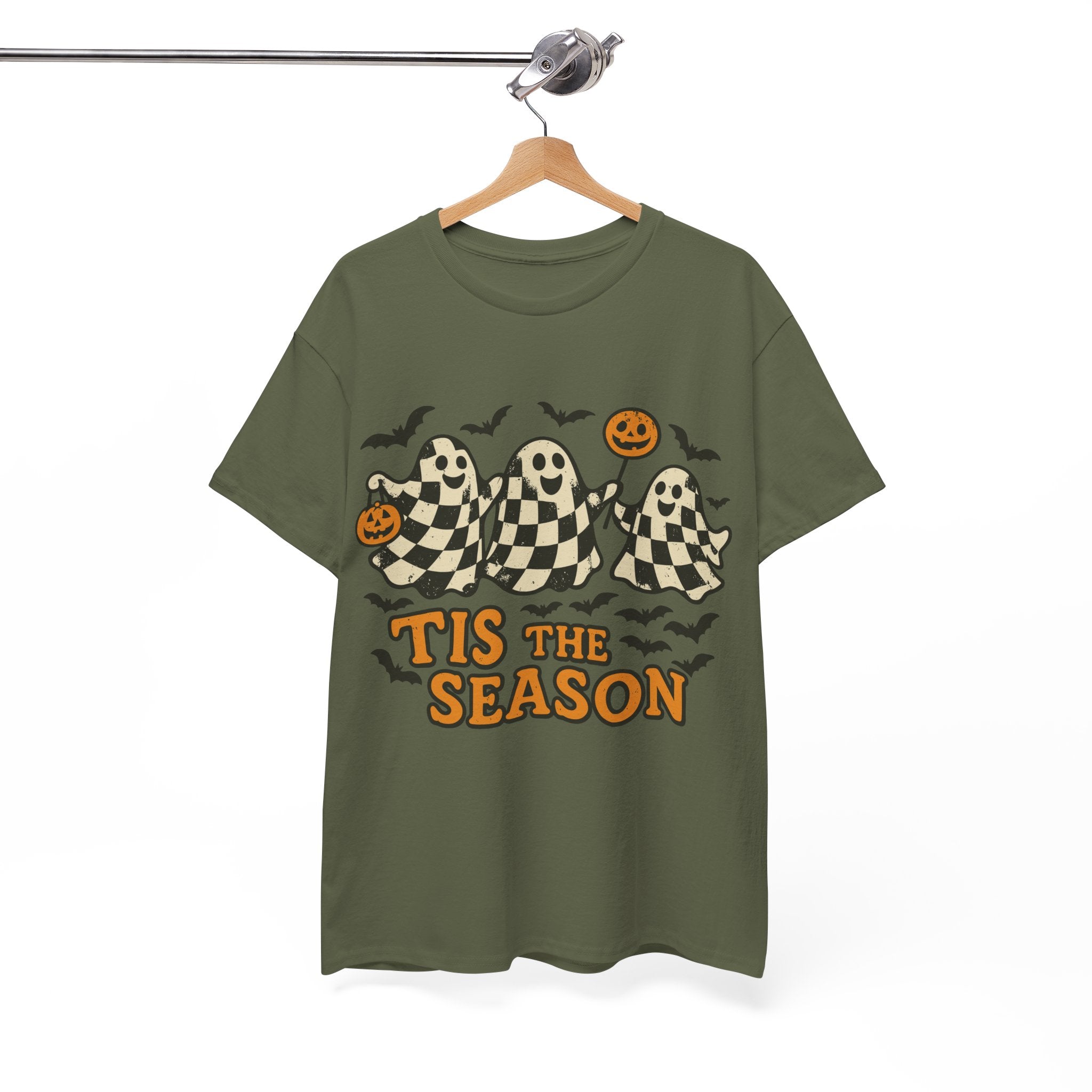 Halloween Ghosts Checker Pattern Unisex Cotton Tee