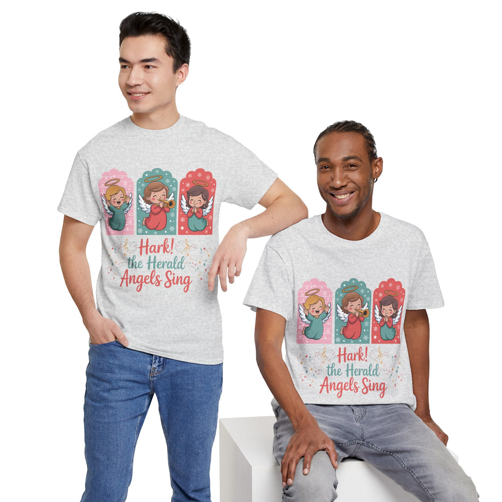 Hark! The Herald Angels Sing Tee — Three Singing Angels Christmas Unisex Cotton T-Shirt