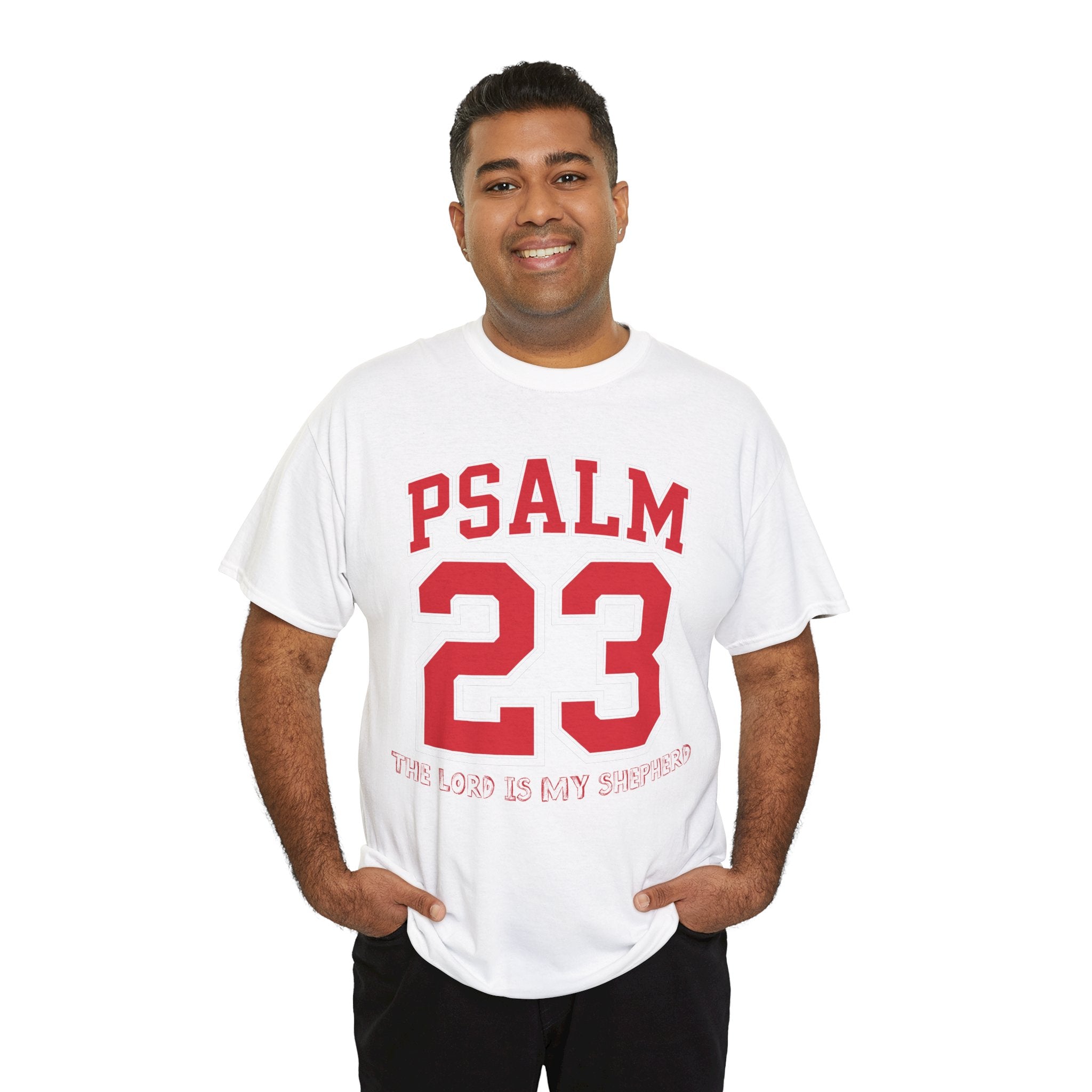 Psalm 23 Varsity T-Shirt — “The Lord Is My Shepherd” Unisex Cotton Tee
