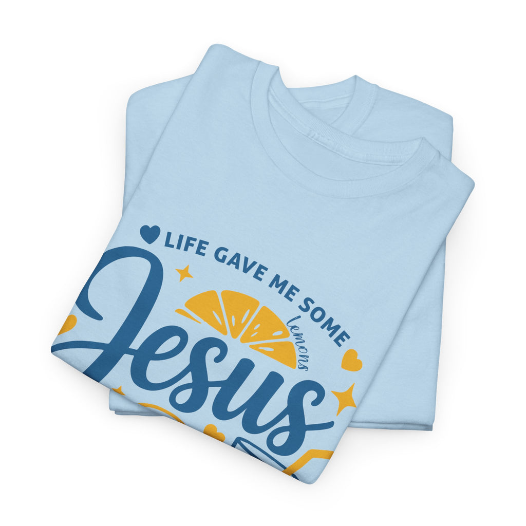 Christian Lemonade T-Shirt — “Life gave me some lemons but my Jesus He be makin’ lemonade”. Unisex Cotton Tee