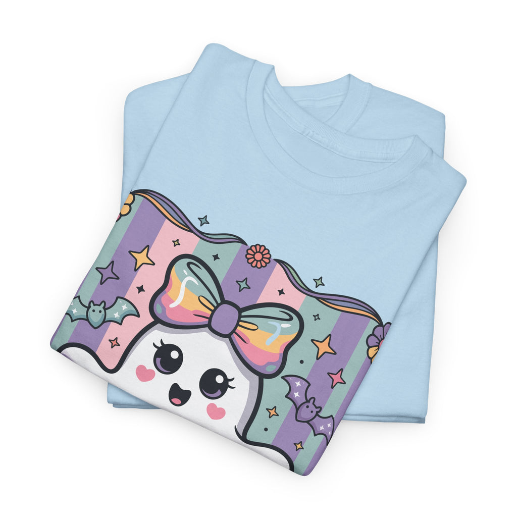 Pastel Ghost Rainbow Bow Unisex Cotton Tee