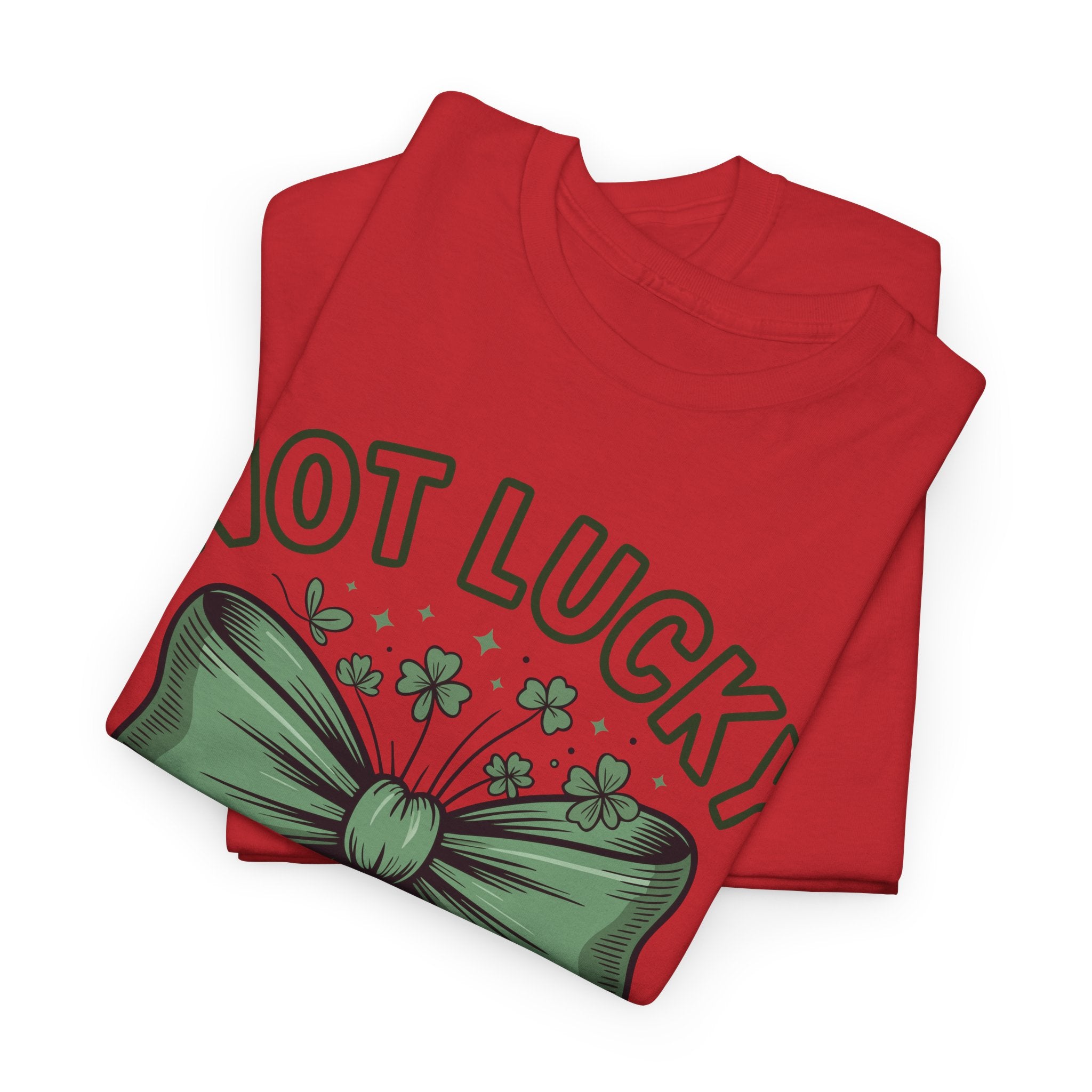 Not Lucky, Simply Blessed T-Shirt — Green Bow & Clovers St. Patrick’s Unisex Cotton Tee
