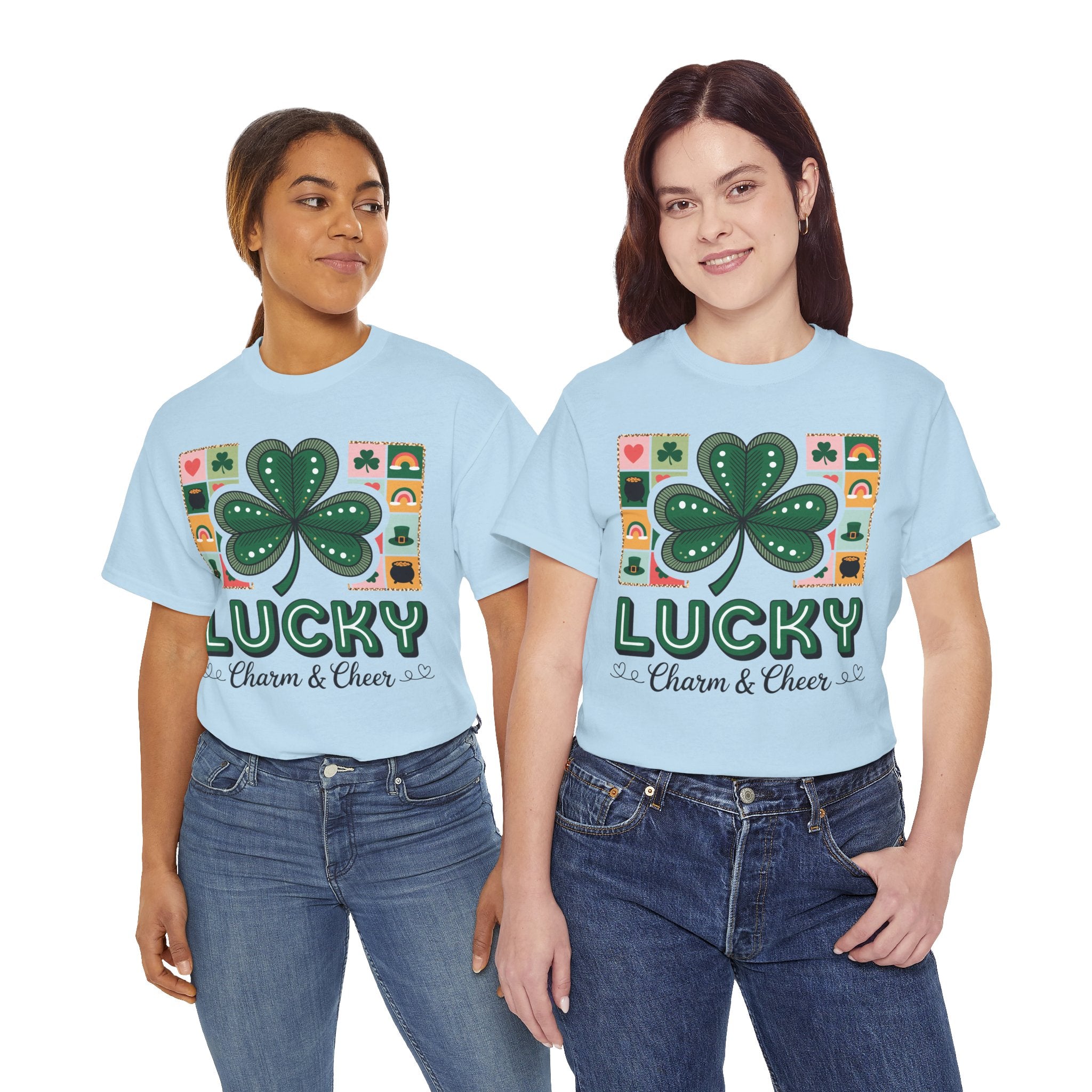 Lucky Charm & Cheer Clover Tee — Patchwork St. Patrick’s Day Unisex Cotton T-Shirt