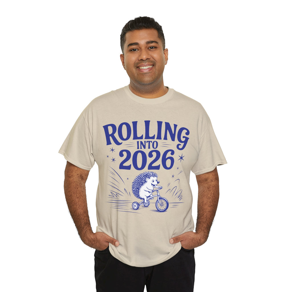 Rolling Into 2026 Hedgehog Tricycle Unisex Cotton Tee