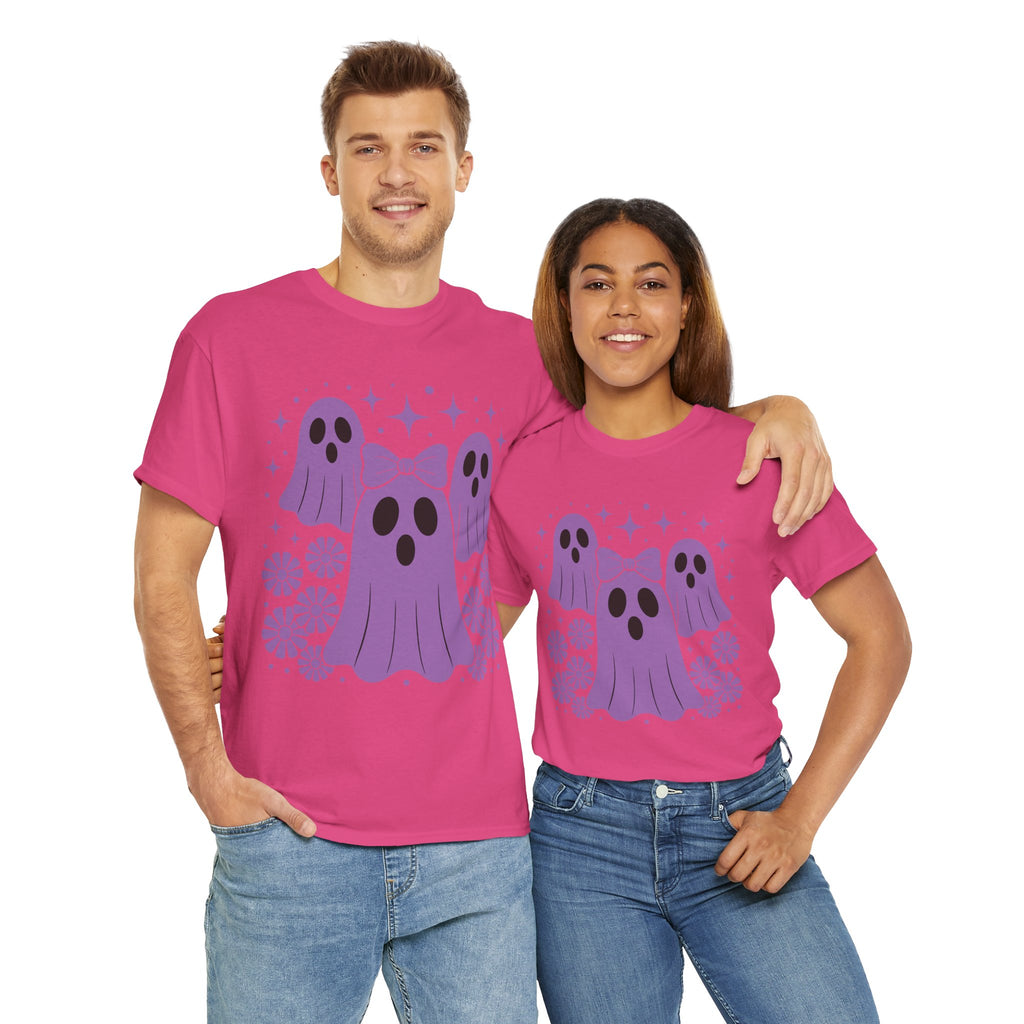 Purple Ghost Halloween Unisex Cotton Tee