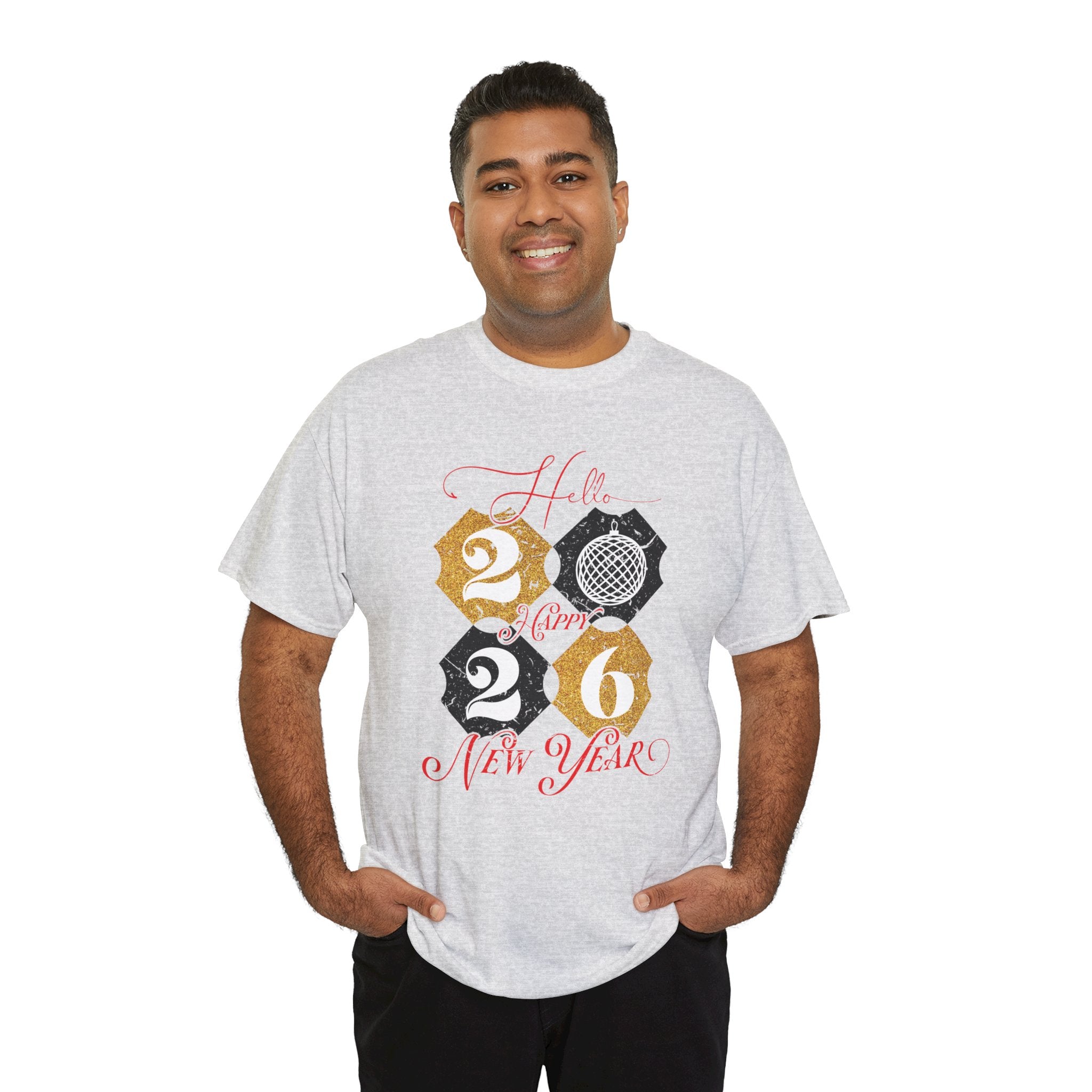 2026 Happy New Year Pink Varsity Tee — Fireworks Party Graphic.Unisex Cotton Tee