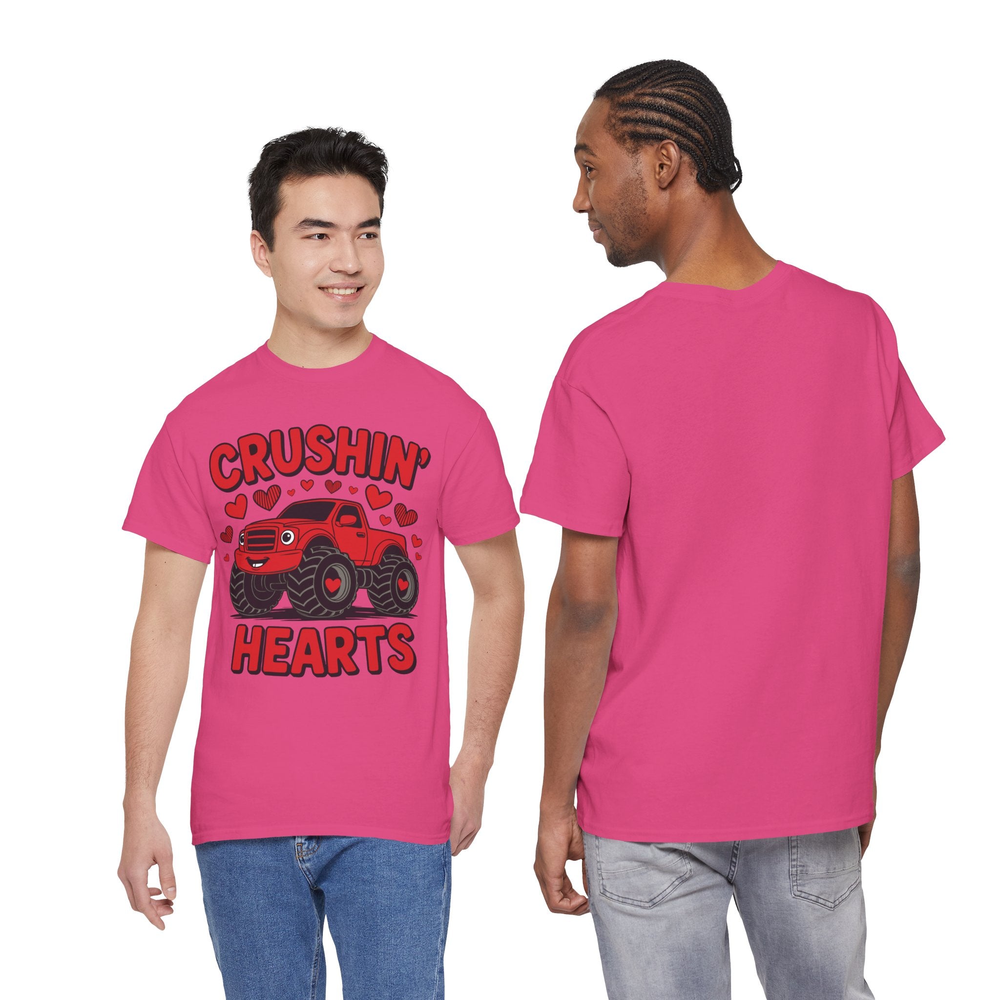 Crushin’ Hearts Valentine Monster Truck Unisex Cotton Tee