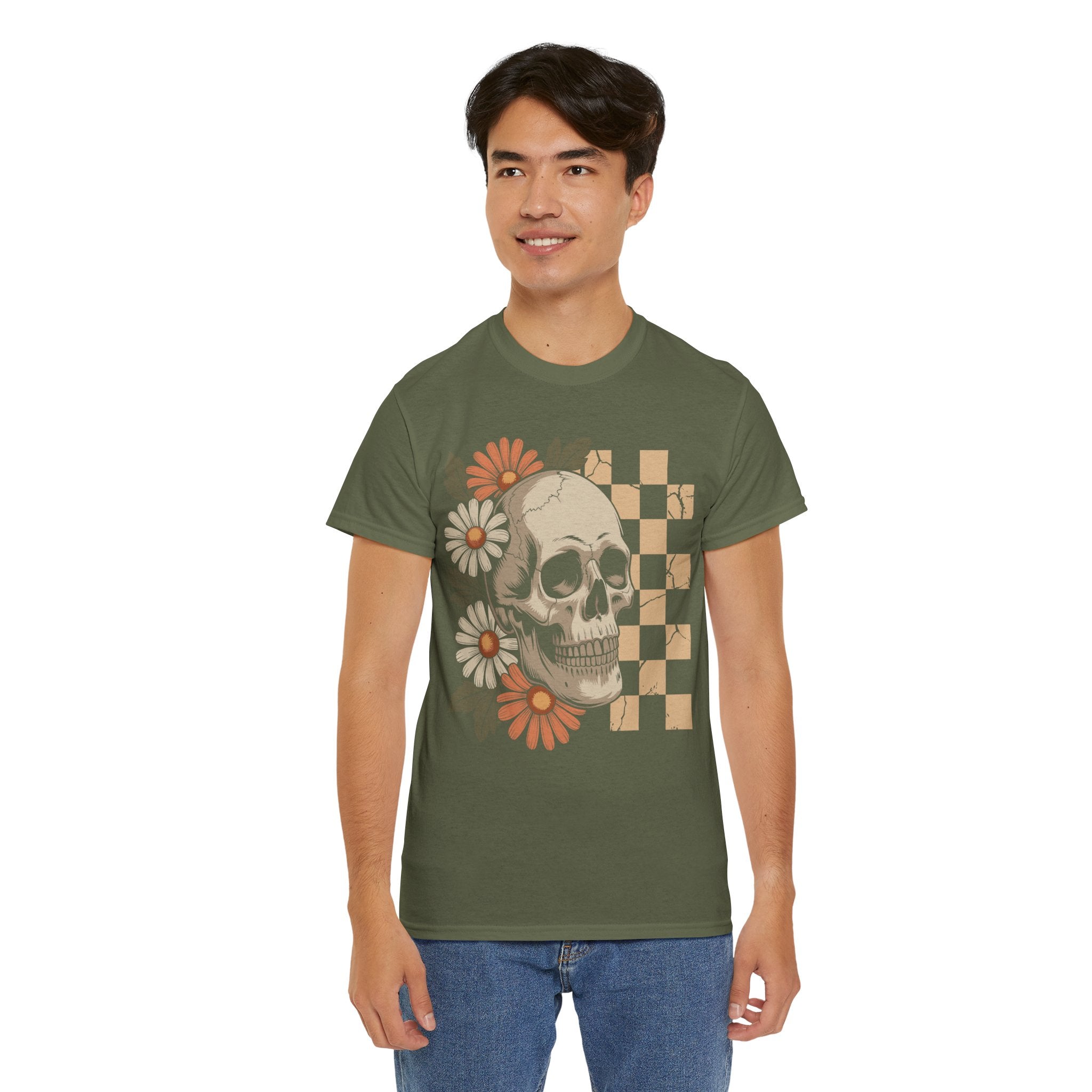 Skull Daisy Unisex Cotton Tshirt