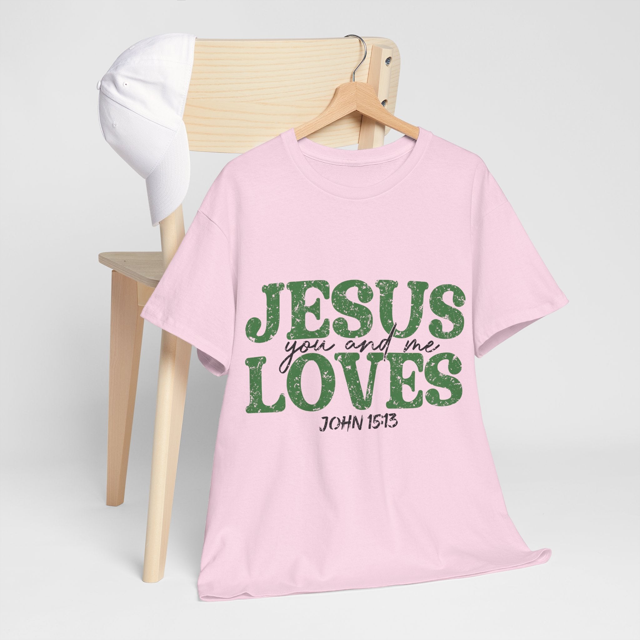Jesus Loves Vintage Tee — Green Retro Christian Unisex Cotton T-Shirt