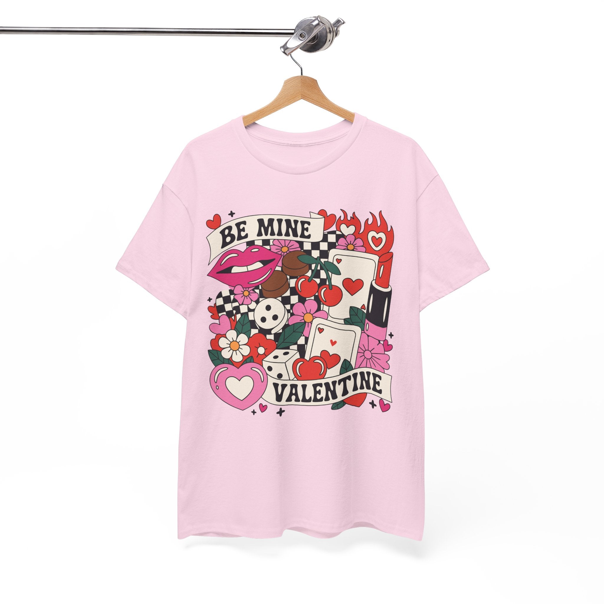 Be Mine Valentine Pop-Art Tee — Lips, Cherries & Retro Valentine Collage...Unisex Cotton Tee