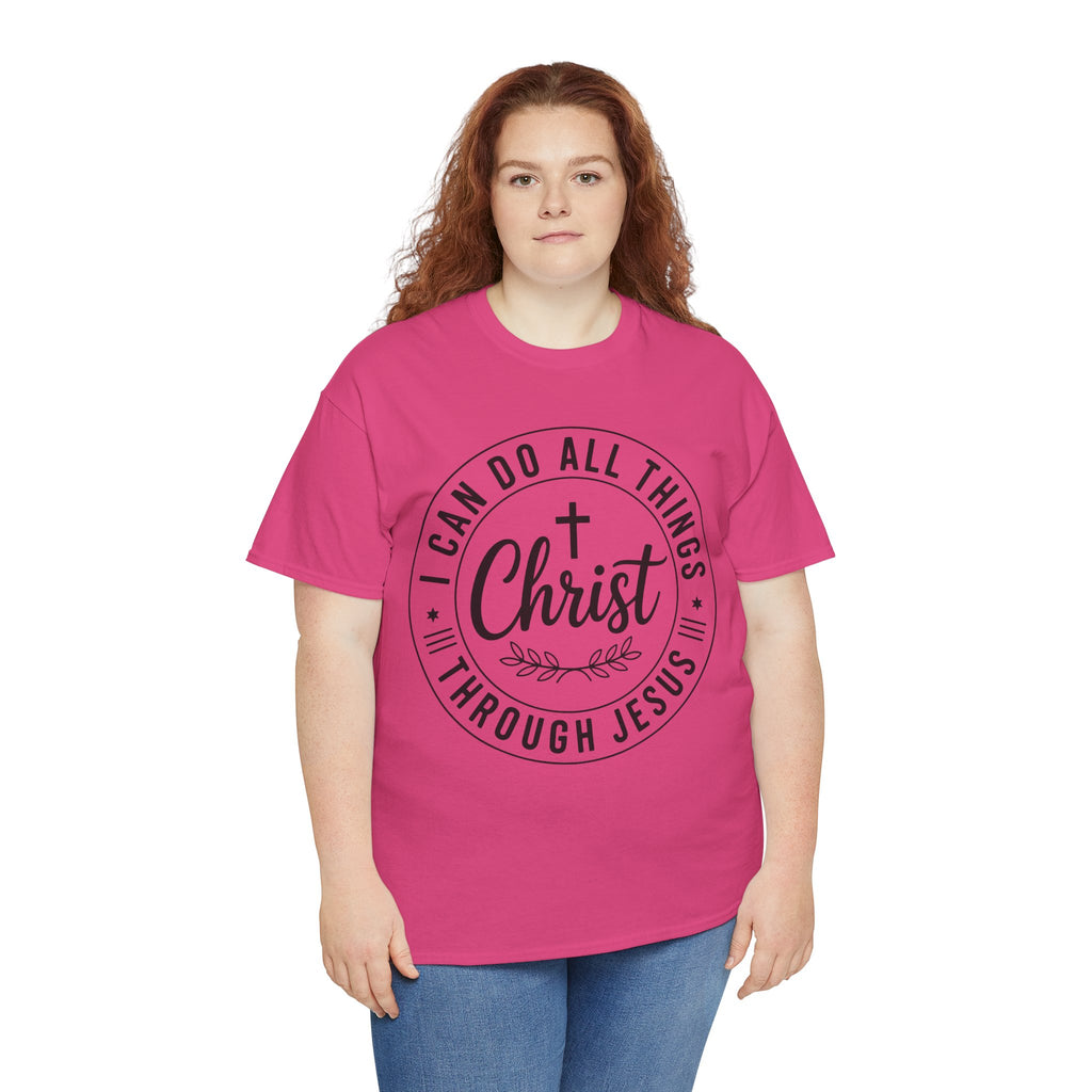Christian Cross T‑Shirt — "I Can Do All Things Through Christ" Unisex Cotton tee
