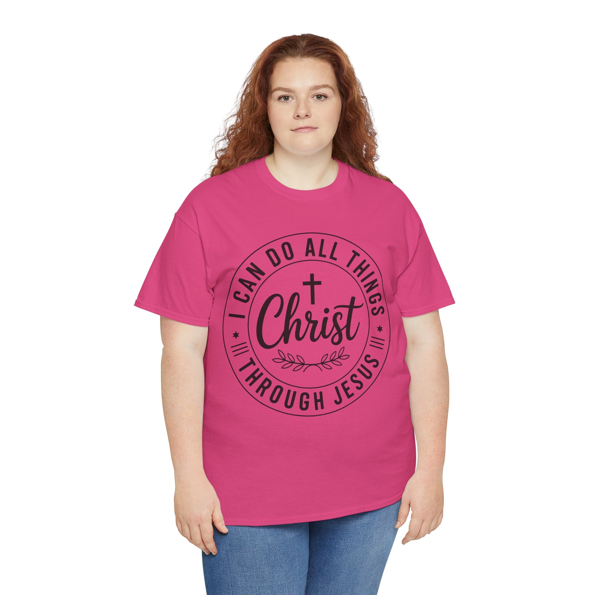 Christian Cross T‑Shirt — "I Can Do All Things Through Christ" Unisex Cotton tee