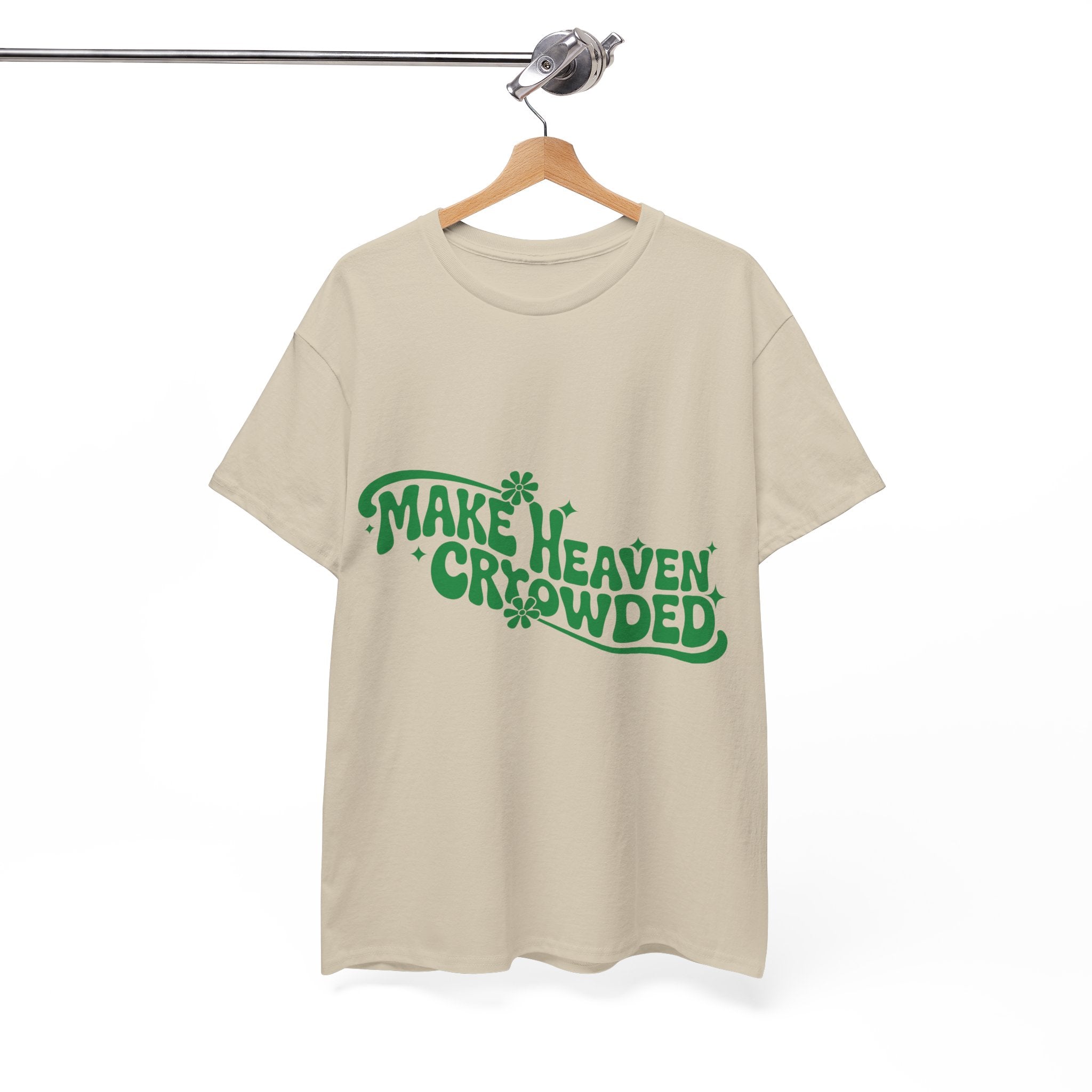 Make Heaven Crowded Retro Floral Christian Unisex Cotton T-Shirt