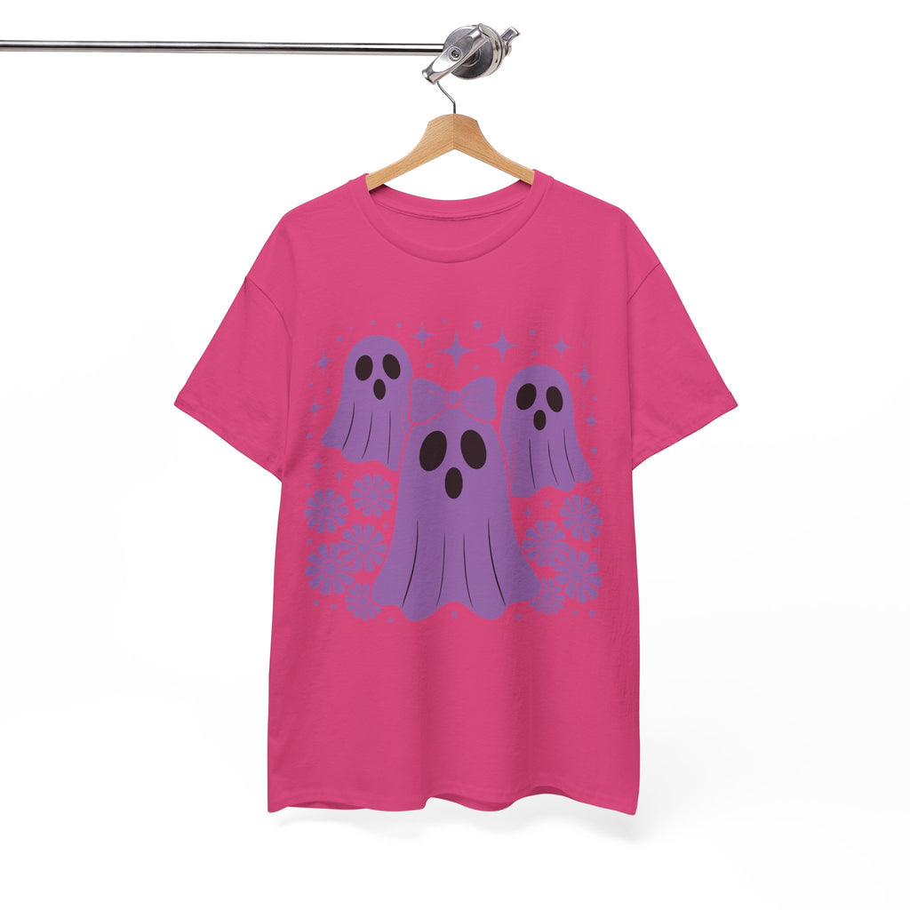 Purple Ghost Halloween Unisex Cotton Tee