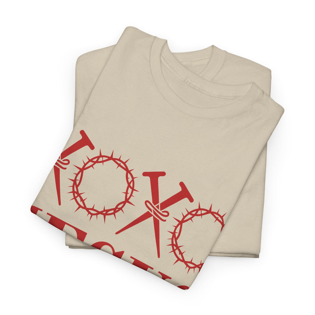 Christian Valentine T-Shirt — "XOXO Jesus Love Life" Nails & Thorn Crown Design Unisex Cotton Tee