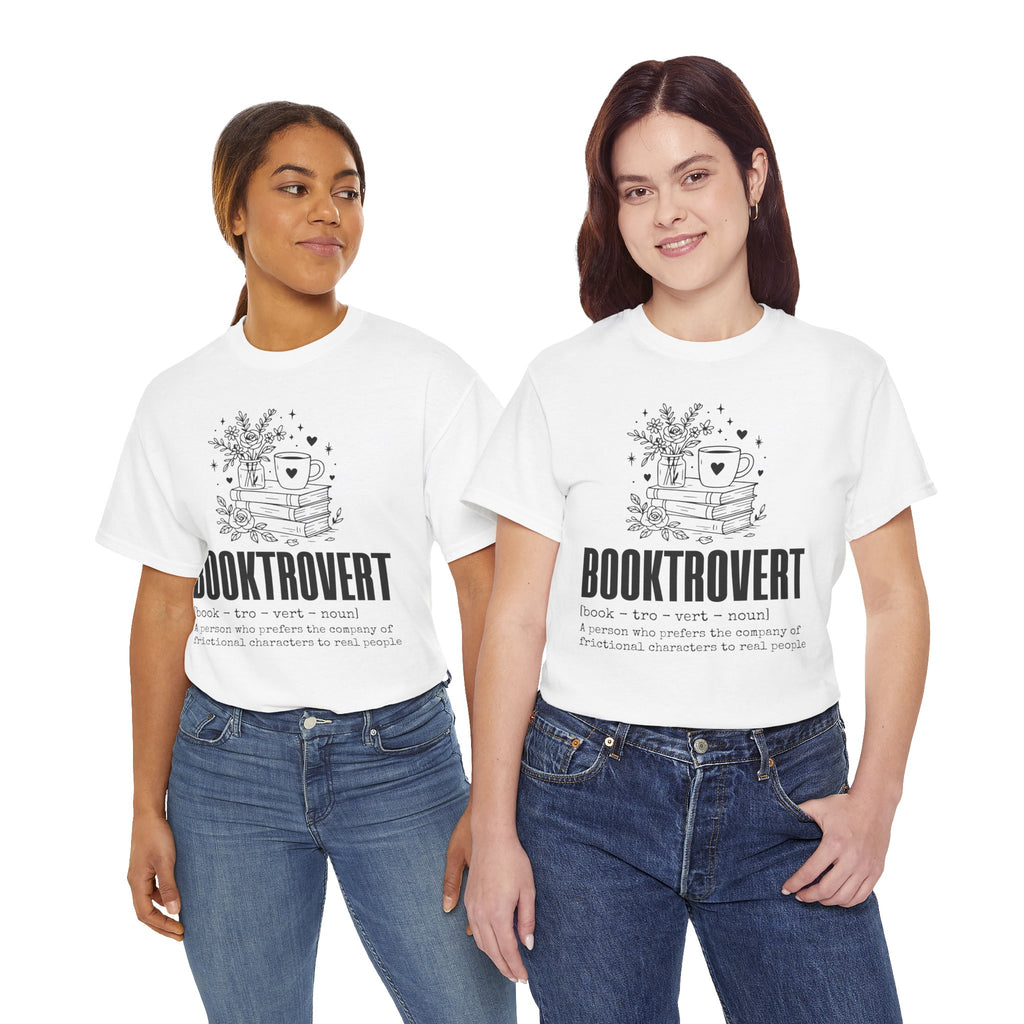 Booktrovert Graphic Tee — "Booktrovert" Definition, Books & Coffee Design Unisex Cotton Tee