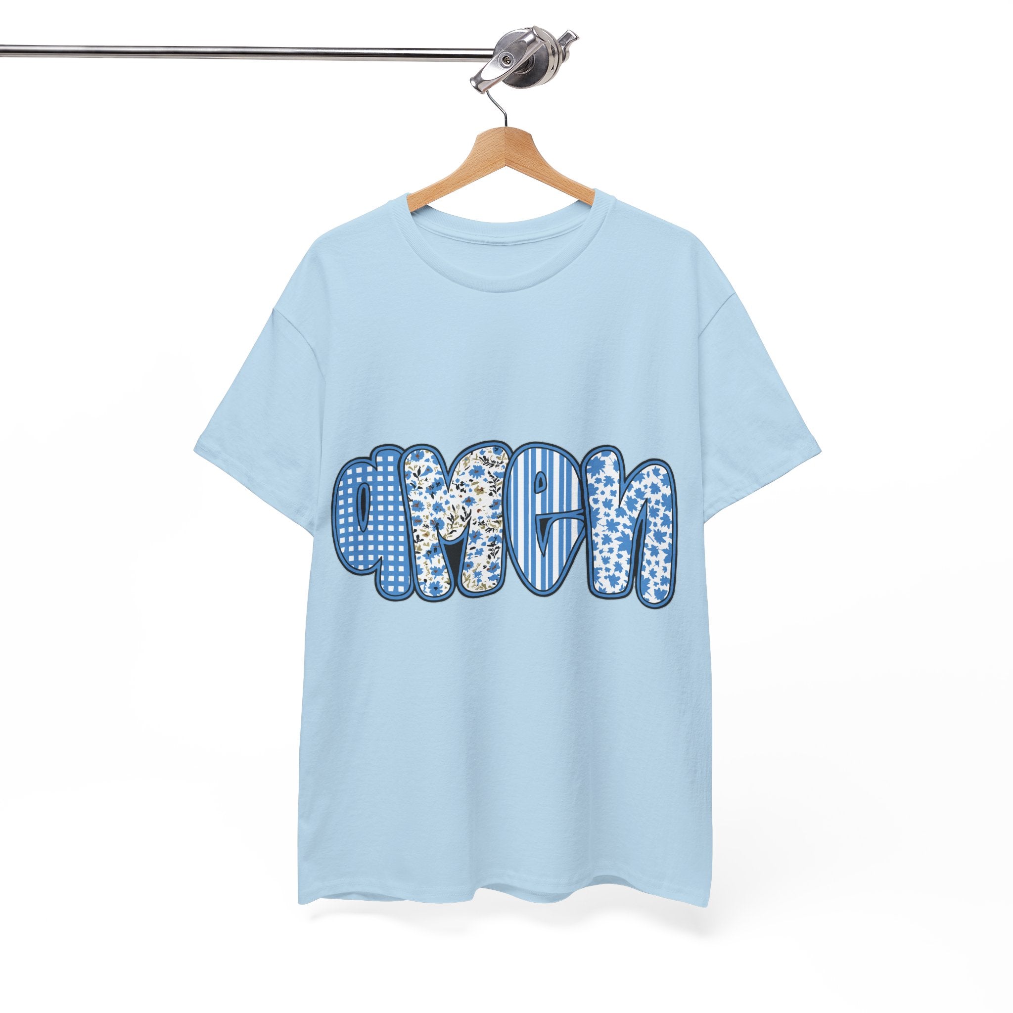 Amen Blue Floral Tee — Decorative Floral Lettering Christian Shirt Unisex Cotton Tee