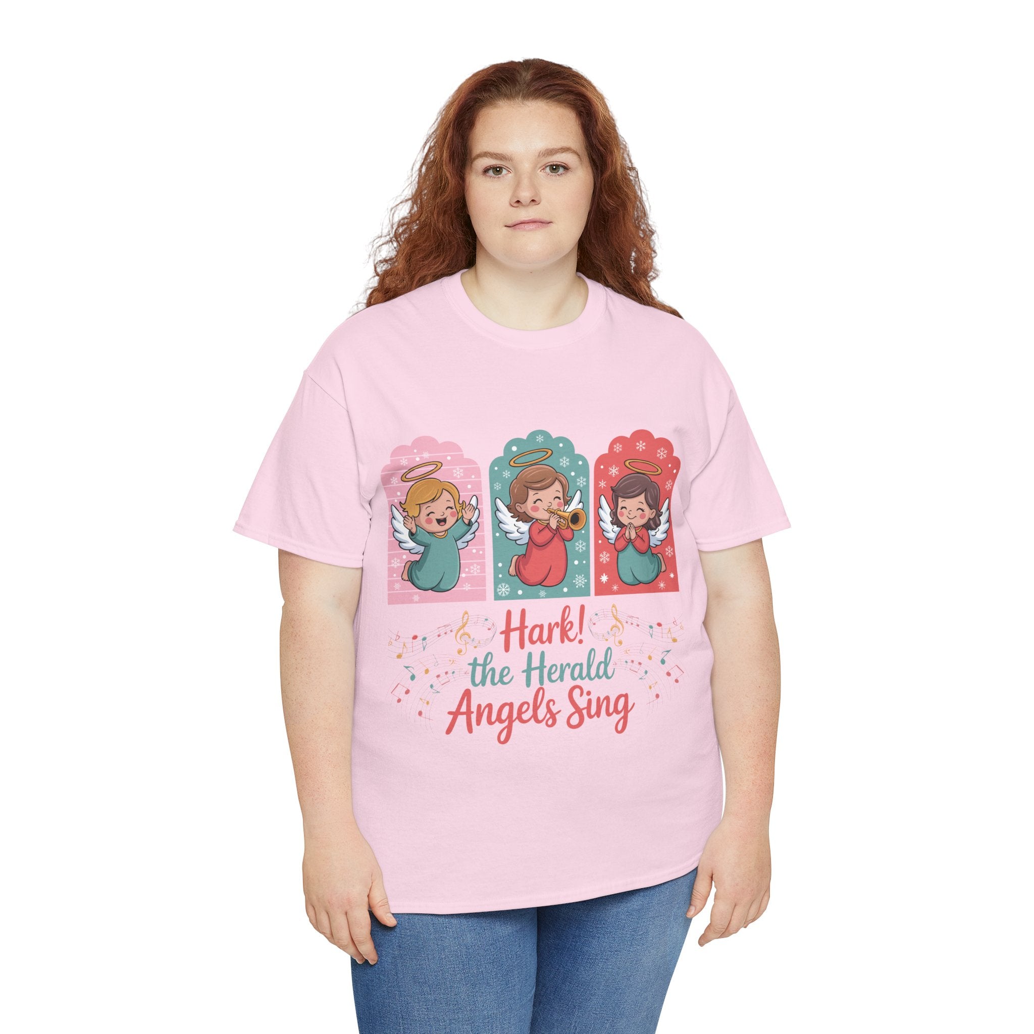 Hark! The Herald Angels Sing Tee — Three Singing Angels Christmas Unisex Cotton T-Shirt