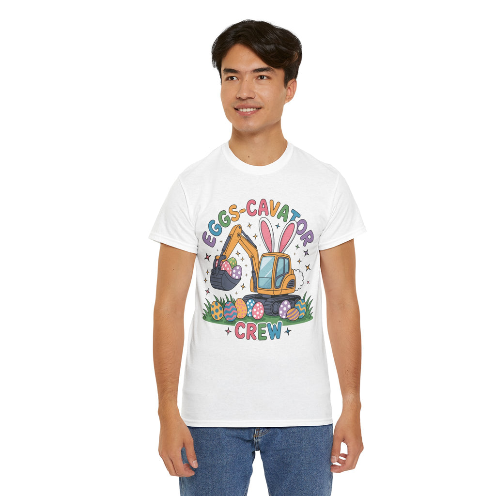 Easter 'Eggs-cavator Crew' Kids Tee — Excavator Bunny & Eggs Unisex Cotton Tee