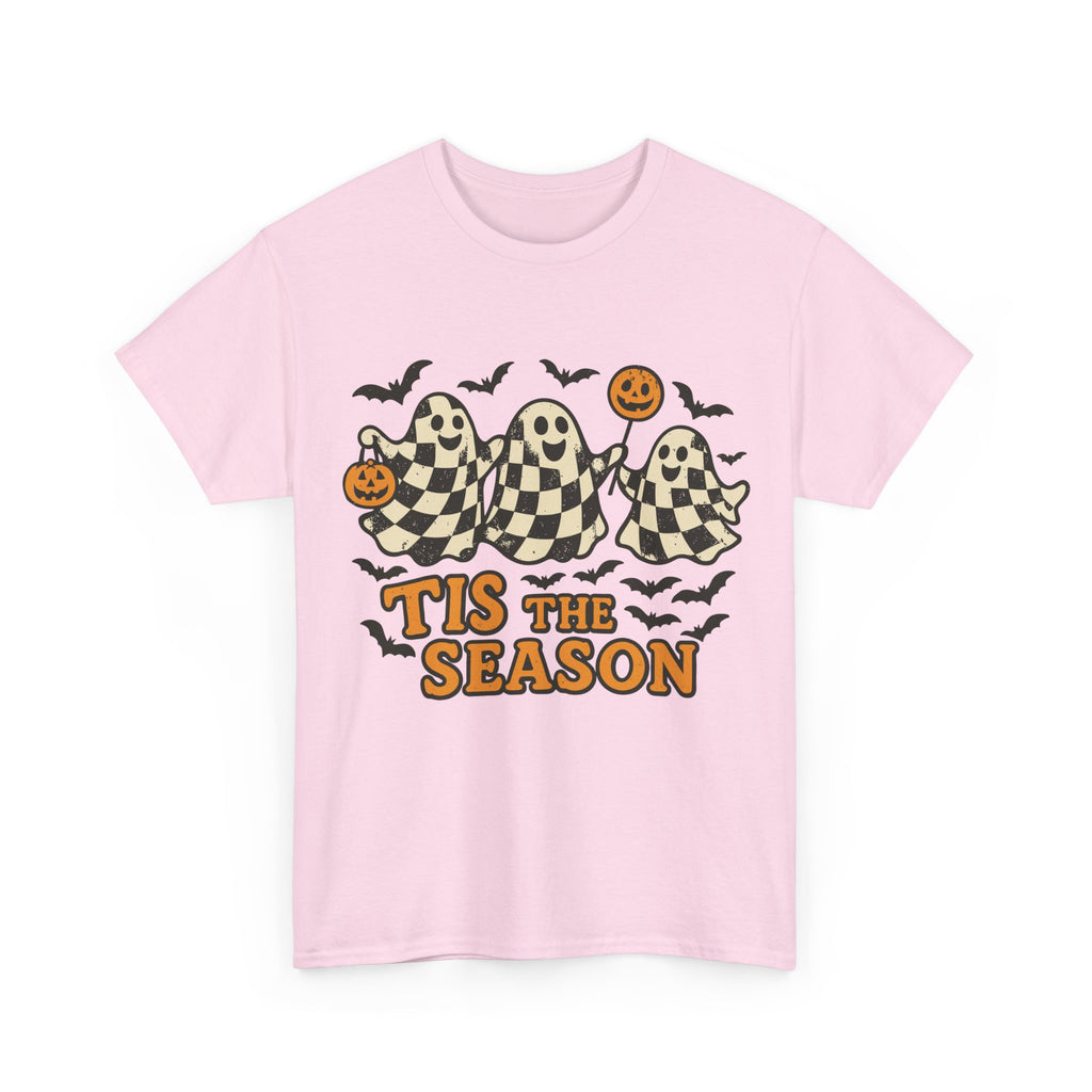 Halloween Ghosts Checker Pattern Unisex Cotton Tee