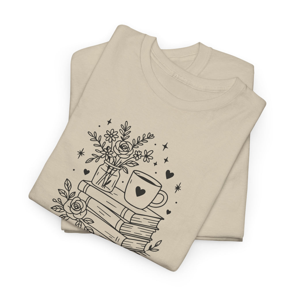 Booktrovert Graphic Tee — "Booktrovert" Definition, Books & Coffee Design Unisex Cotton Tee