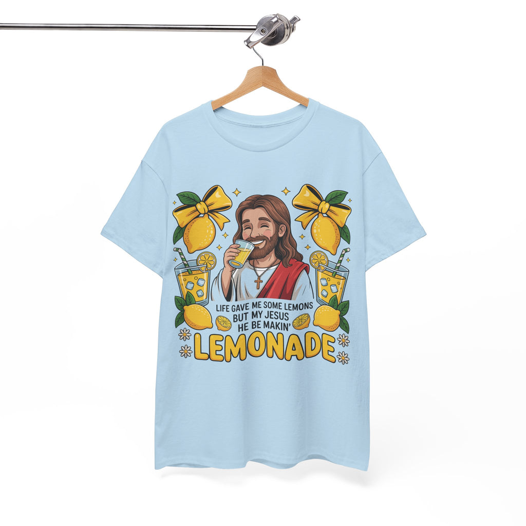Jesus Drinking Lemonade T-Shirt — "Life Gave Me Some Lemons" Christian Unisex Cotton Tee