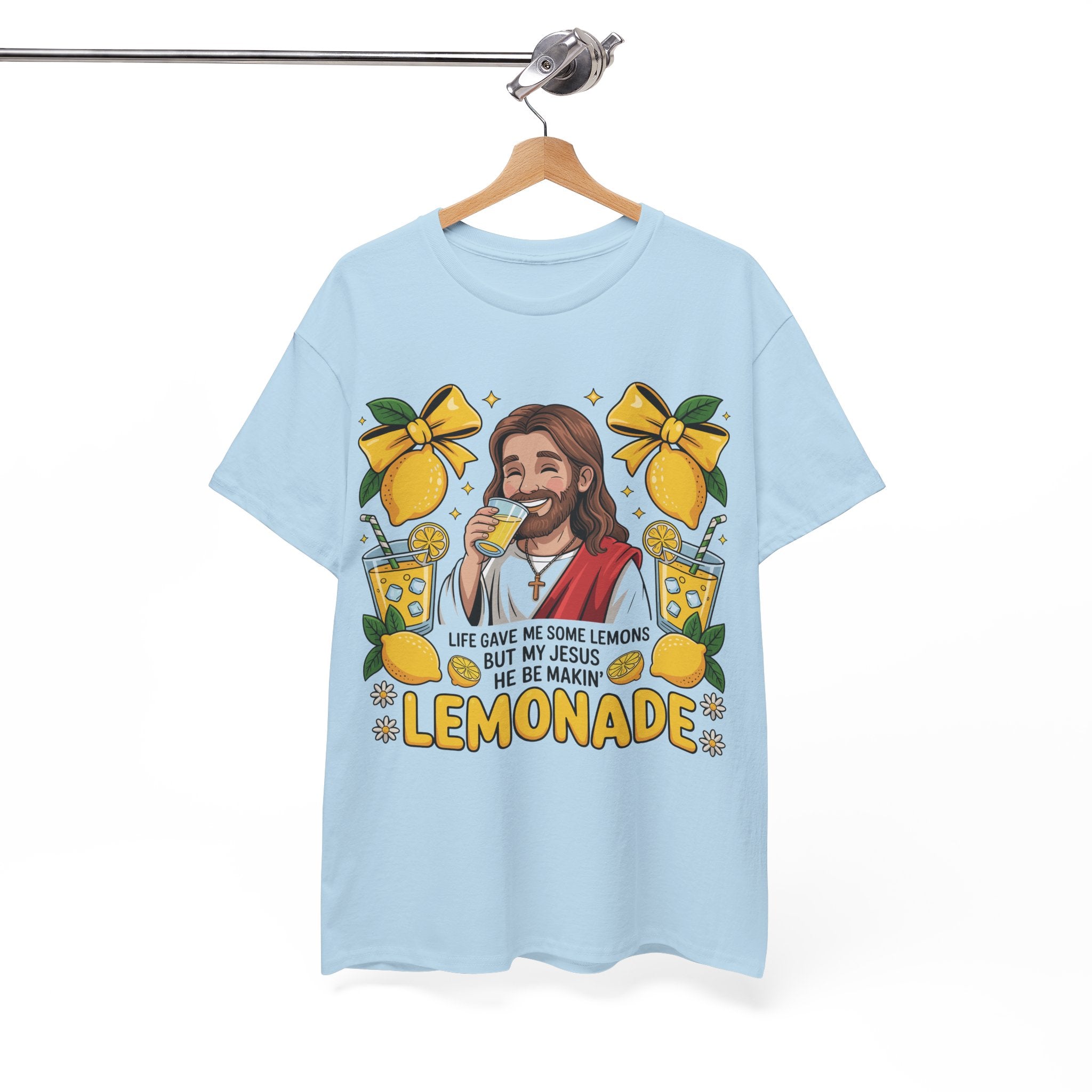 Jesus Drinking Lemonade T-Shirt — "Life Gave Me Some Lemons" Christian Unisex Cotton Tee