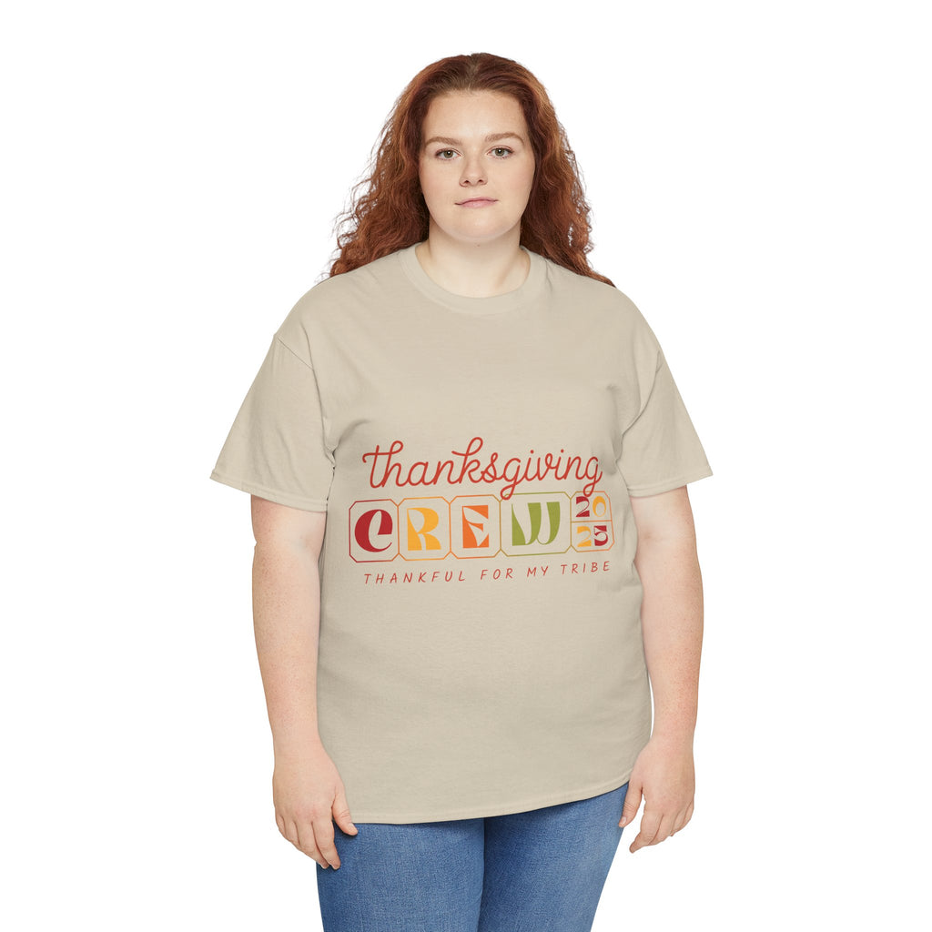 Thanksgiving Crew 2025 Tee — "Thankful for My Tribe" Autumn Holiday Unisex Cotton Tshirt