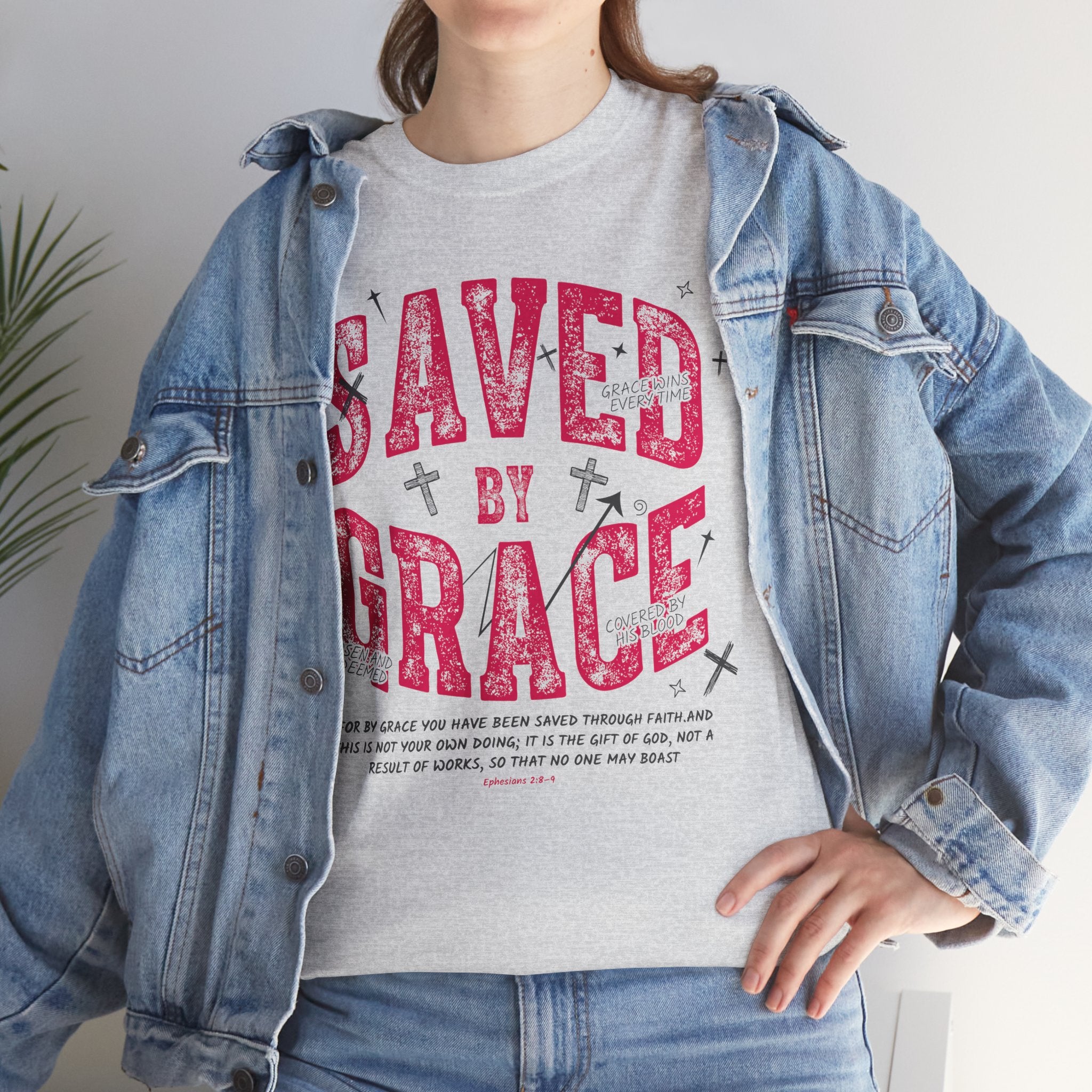 Saved by Grace Ephesians 2:8-9 Unisex Cotton T-Shirt