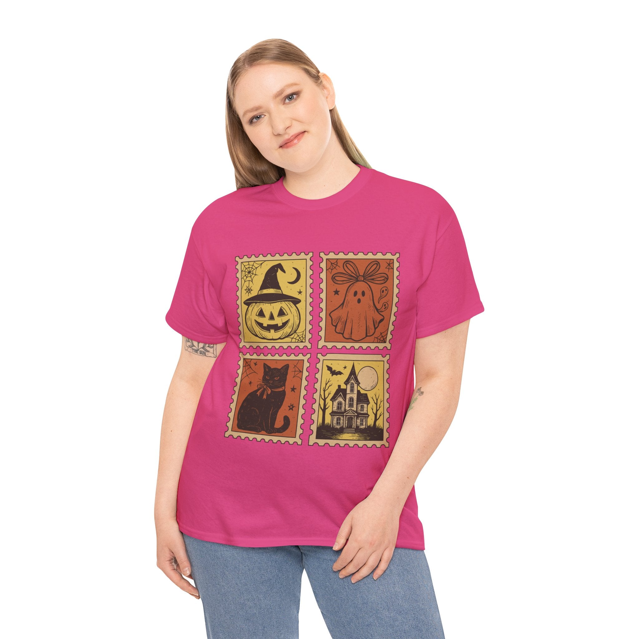 Halloween Stamp Design Unisex Heavy Cotton Tee