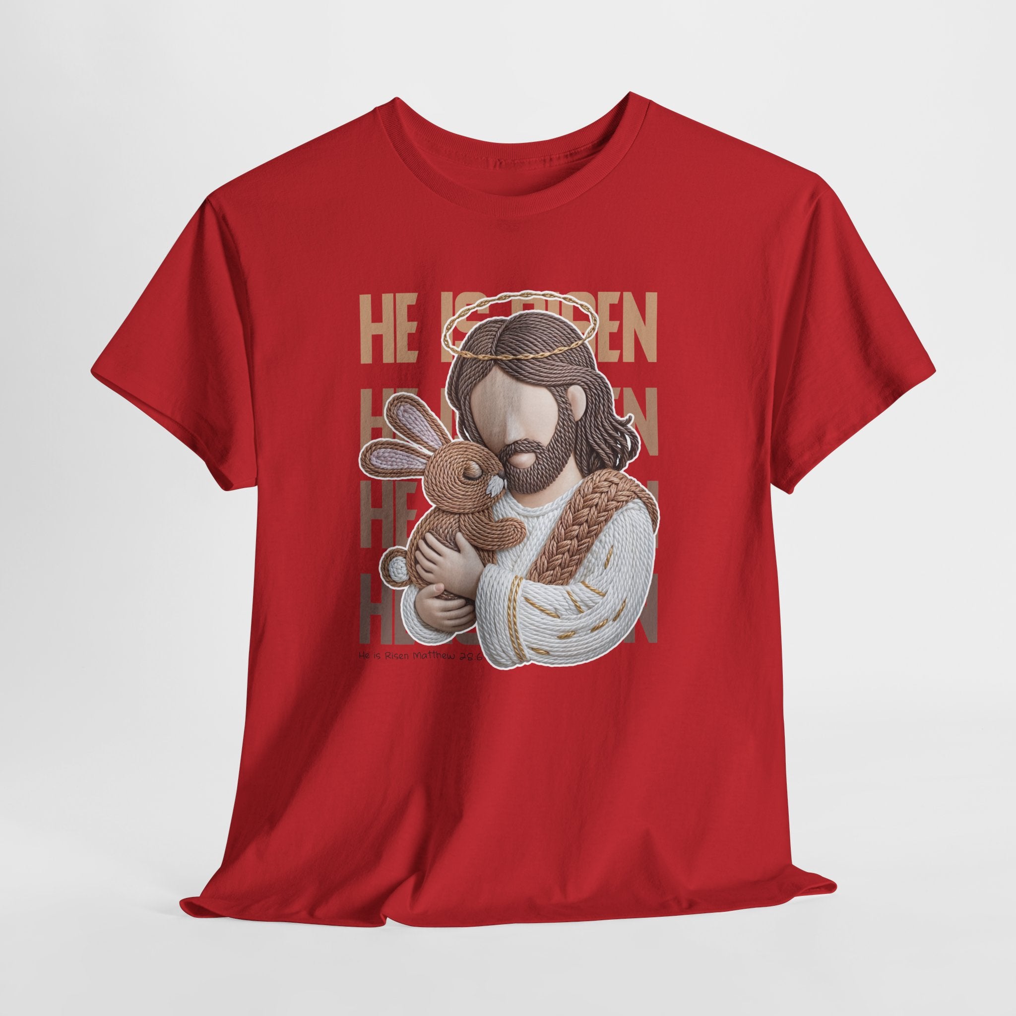 He Is Risen Matthew 28:6 Jesus With Lamb Unisex Cotton T-Shirt