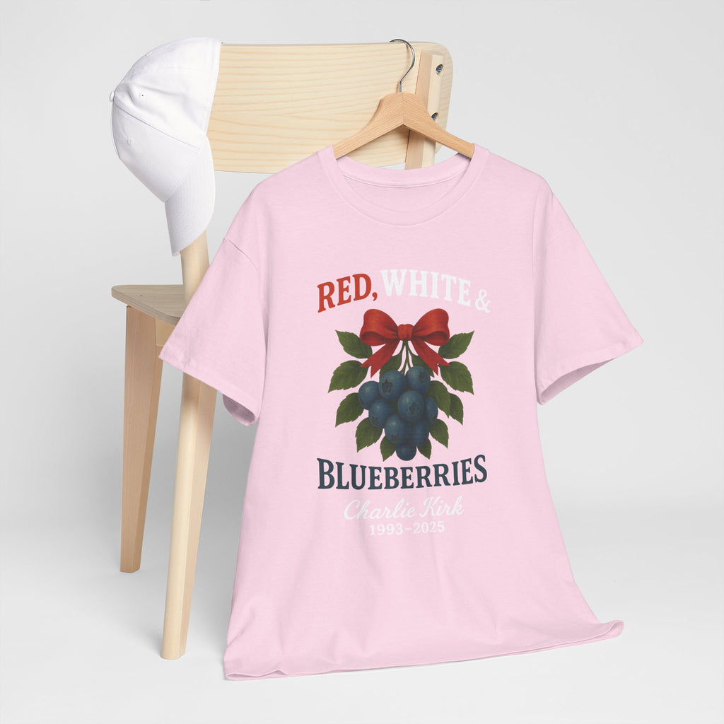 Red, White & Blueberries T-Shirt — Patriotic Blueberry Graphic Unisex Cotton Tee