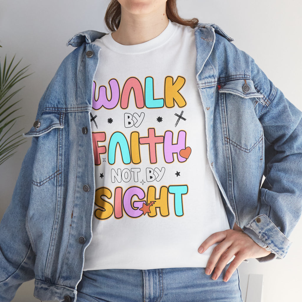 Walk by Faith Not by Sight T-Shirt — Pastel Christian Faith Unisex Cotton Tee