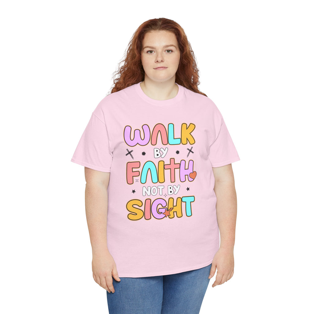 Walk by Faith Not by Sight T-Shirt — Pastel Christian Faith Unisex Cotton Tee